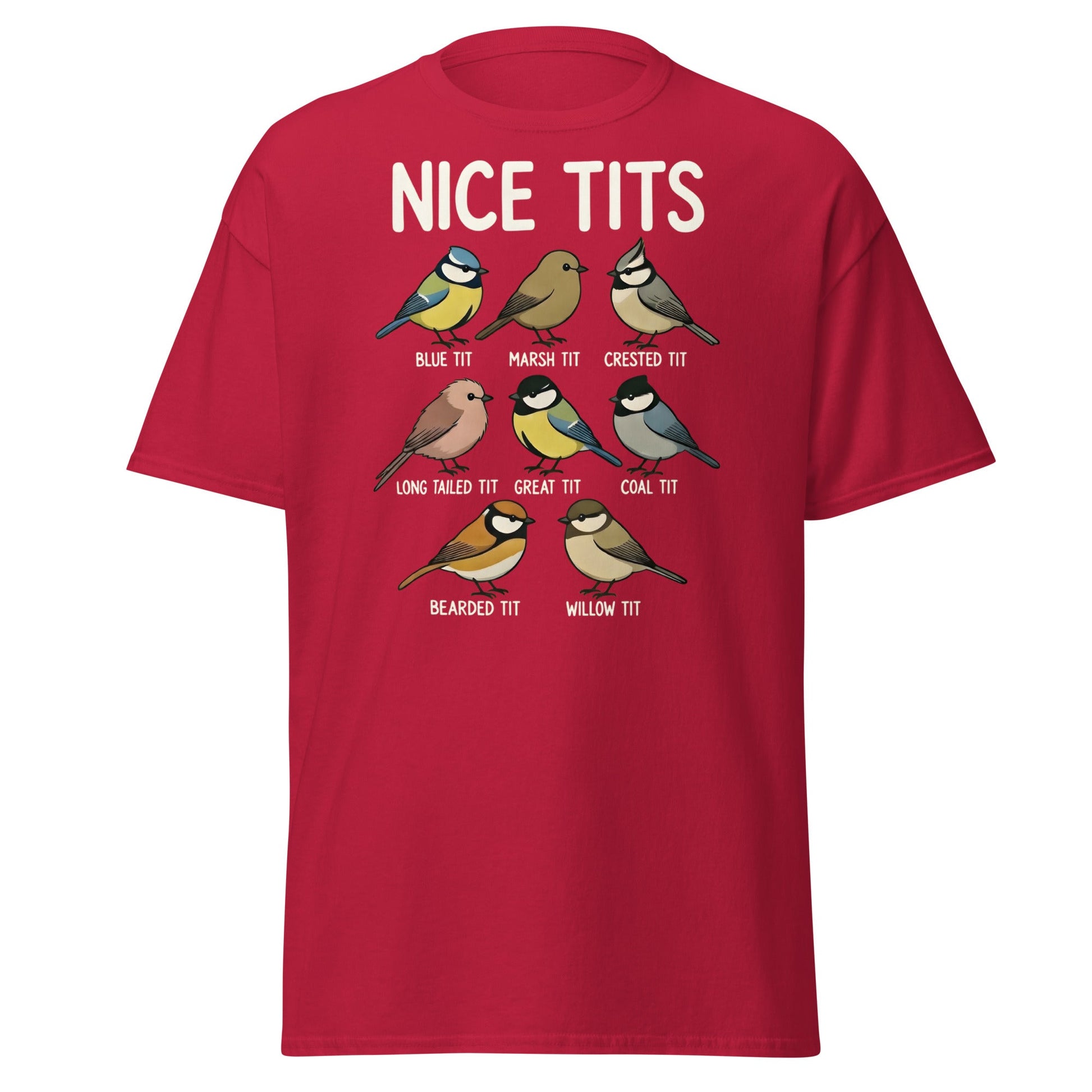 Nice Tits Shirt - Funny Bird Watching Pun Graphic Tee - Cardinal - T-Shirts Online