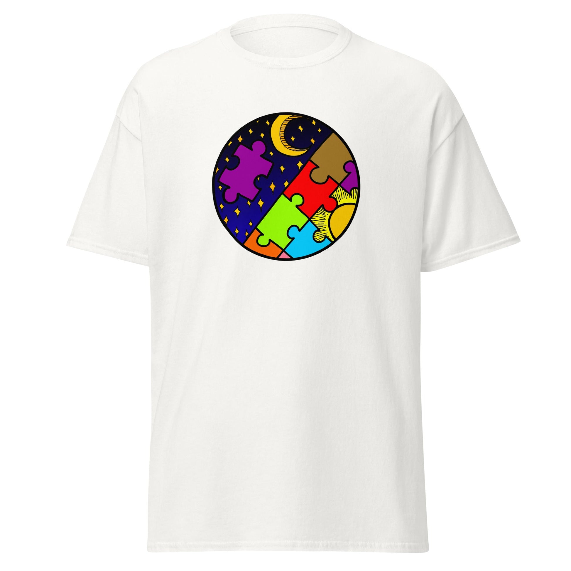 Night & Day | Abstract T-Shirt - White - T-Shirts Online