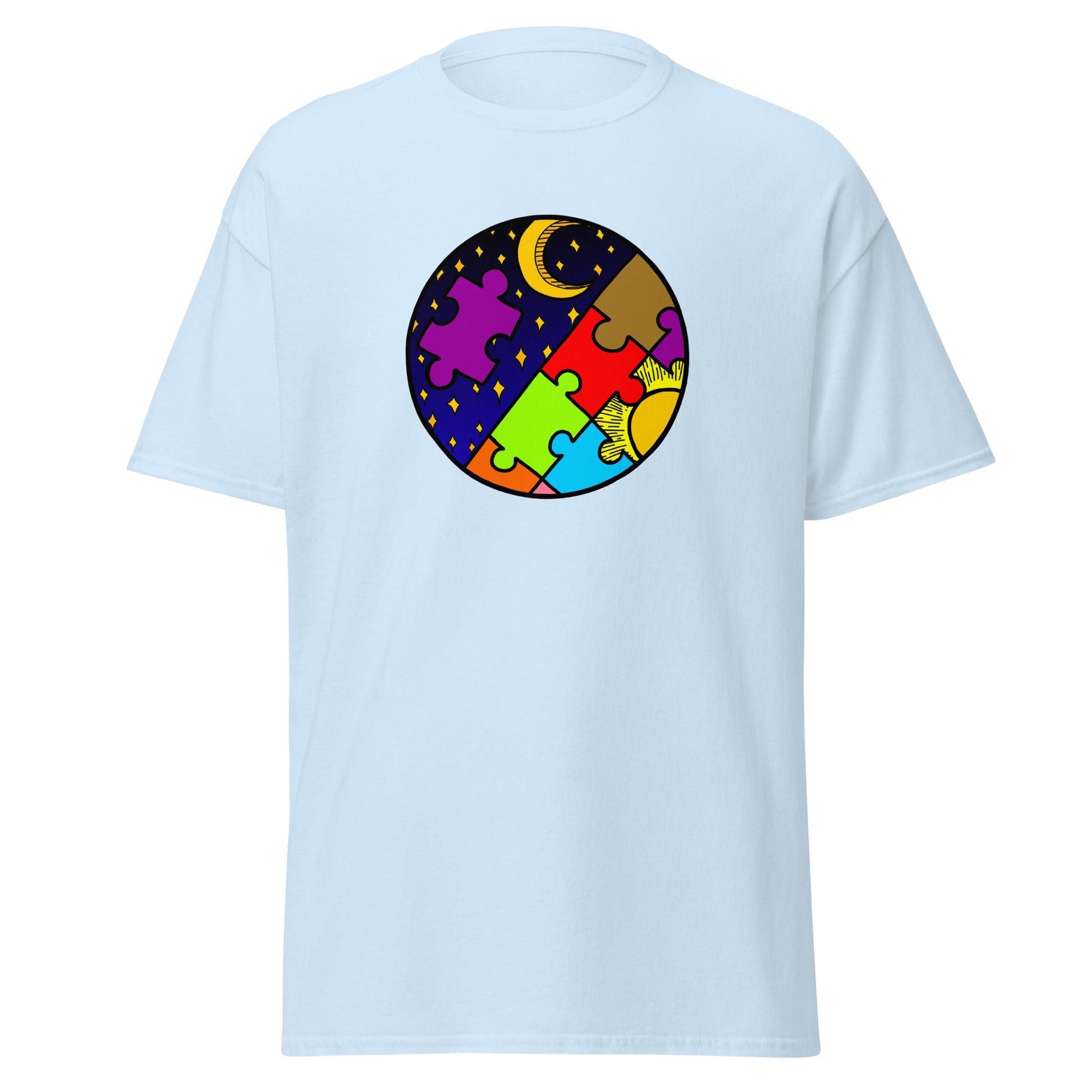 Night & Day | Abstract T-Shirt - Light Blue - T-Shirts Online