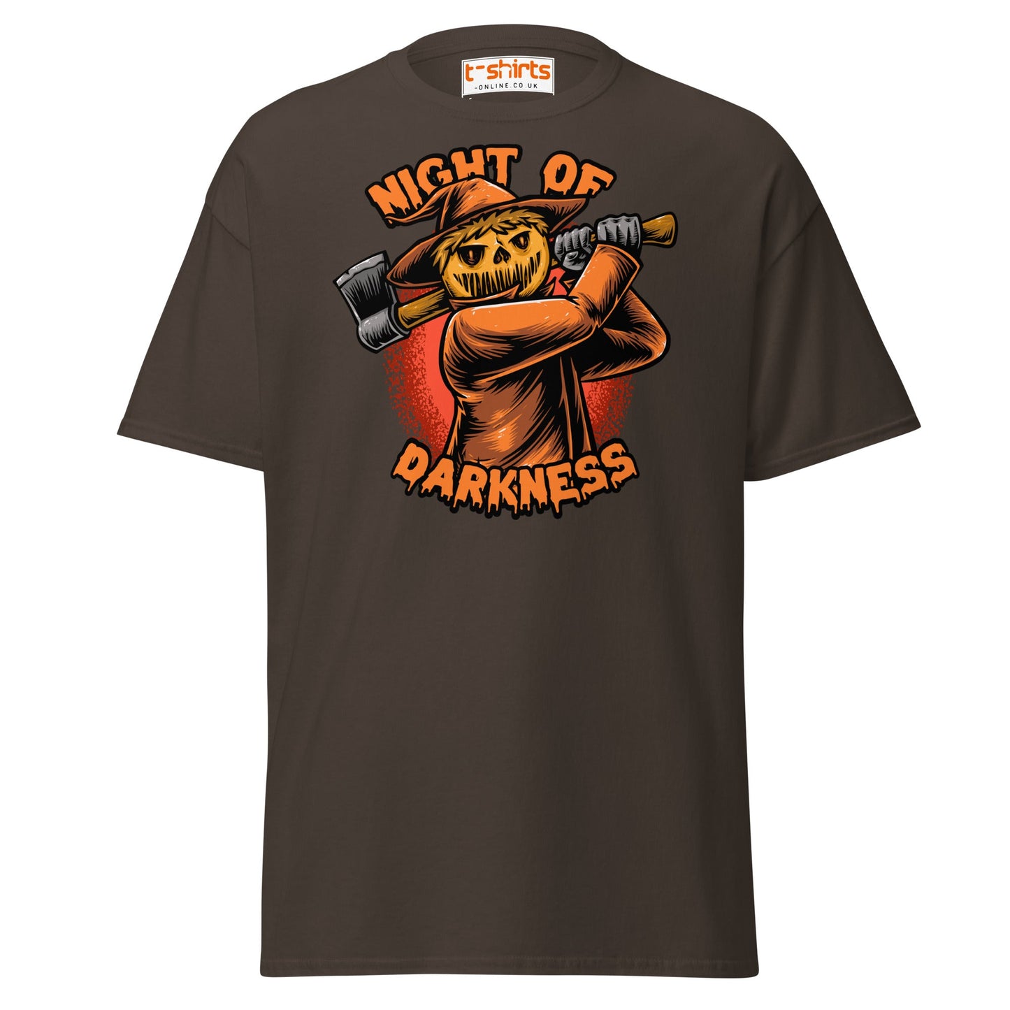 Night of Darkness Halloween Scarecrow T-Shirt - Dark Chocolate - T-Shirts Online