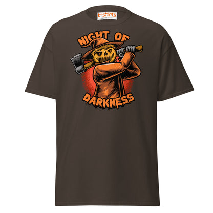 Night of Darkness Halloween Scarecrow T-Shirt - Dark Chocolate - T-Shirts Online