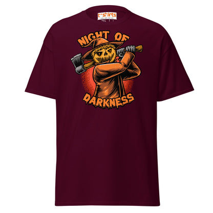 Night of Darkness Halloween Scarecrow T-Shirt - Maroon - T-Shirts Online
