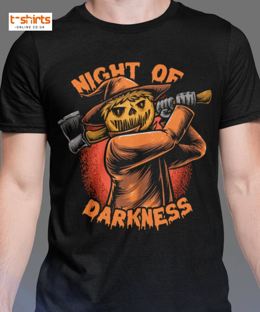Night of Darkness Halloween Scarecrow T-Shirt - Maroon - T-Shirts Online