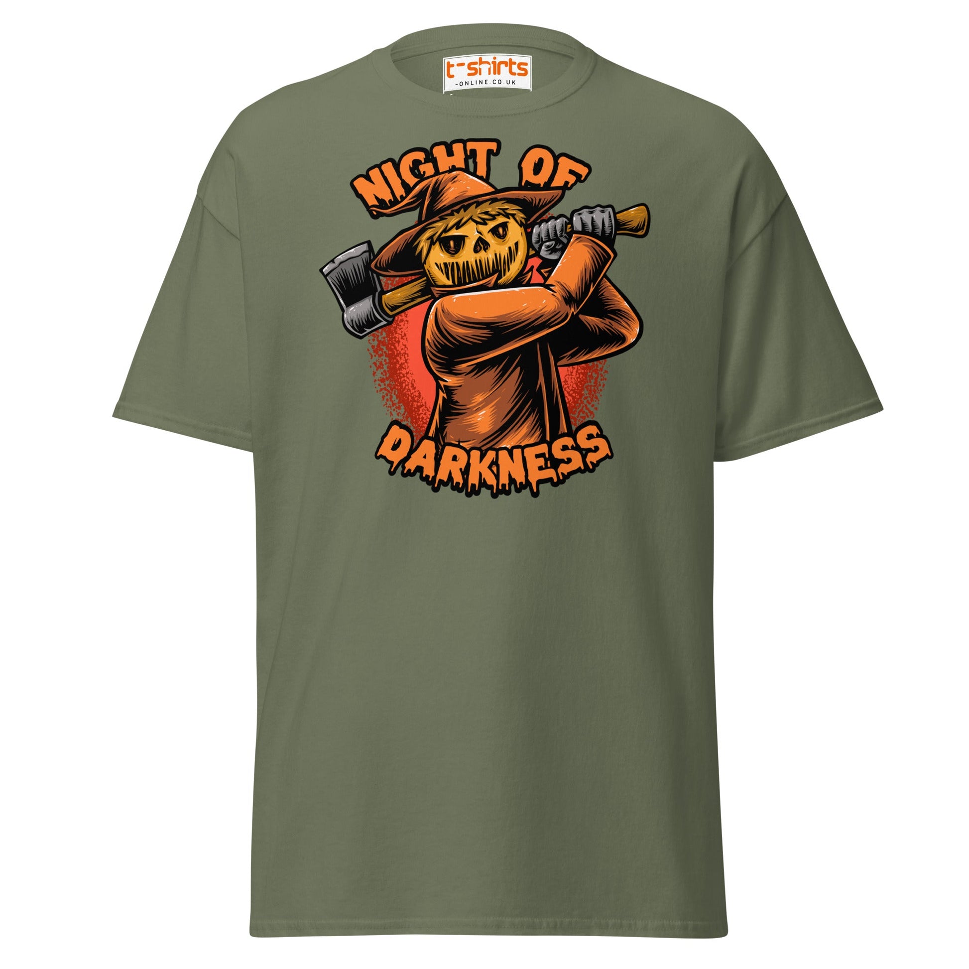 Night of Darkness Halloween Scarecrow T-Shirt - Military Green - T-Shirts Online