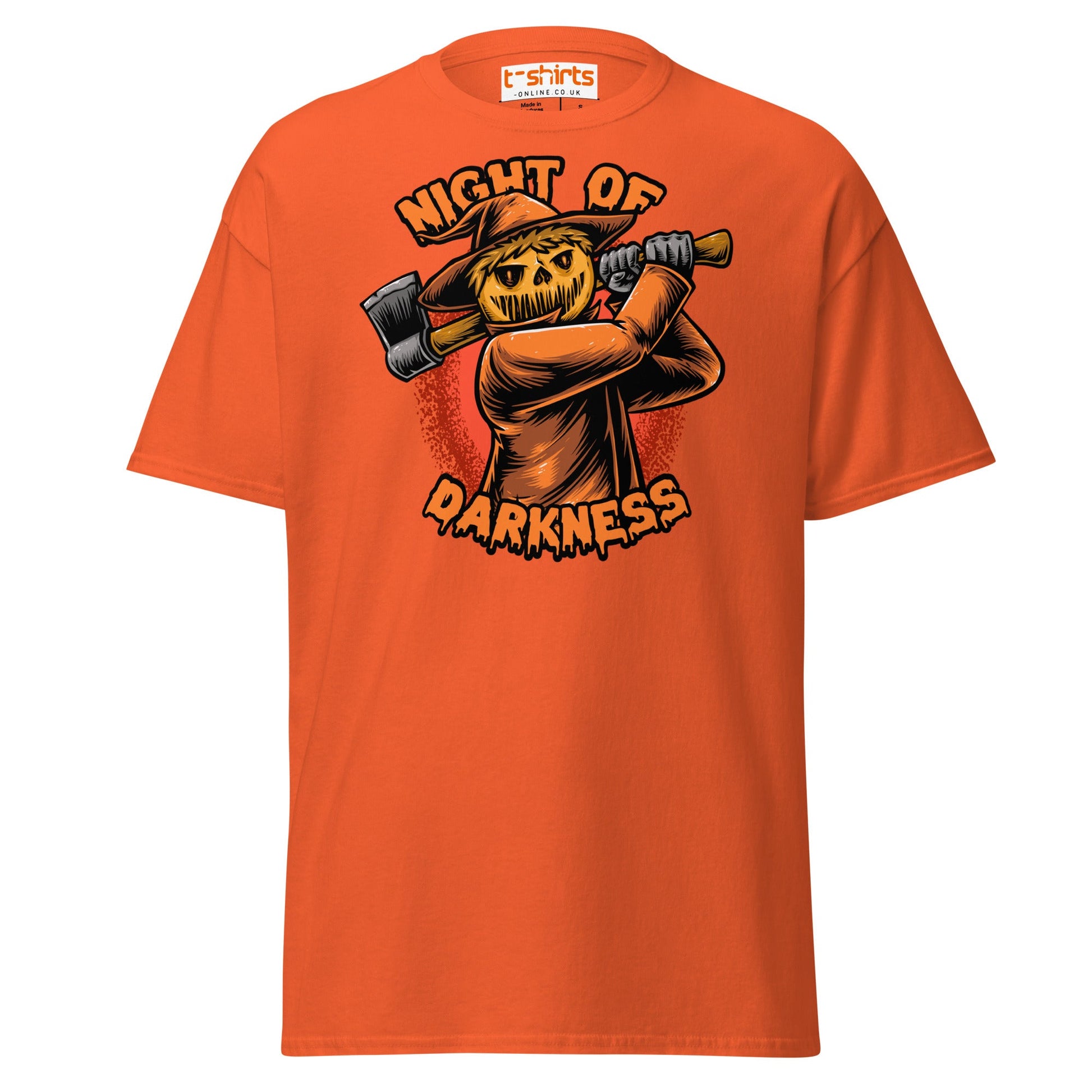 Night of Darkness Halloween Scarecrow T-Shirt - Orange - T-Shirts Online