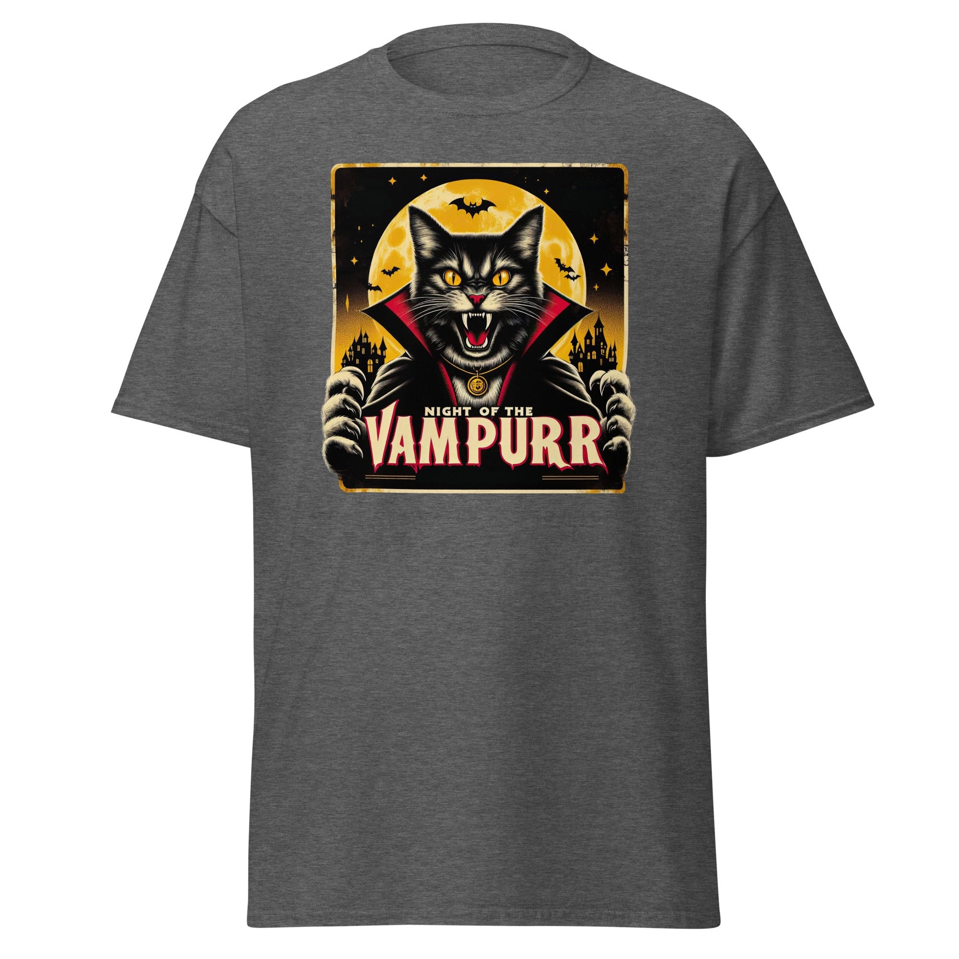 Night of the Vampurr | Cat T-Shirt - Dark Heather - T-Shirts Online