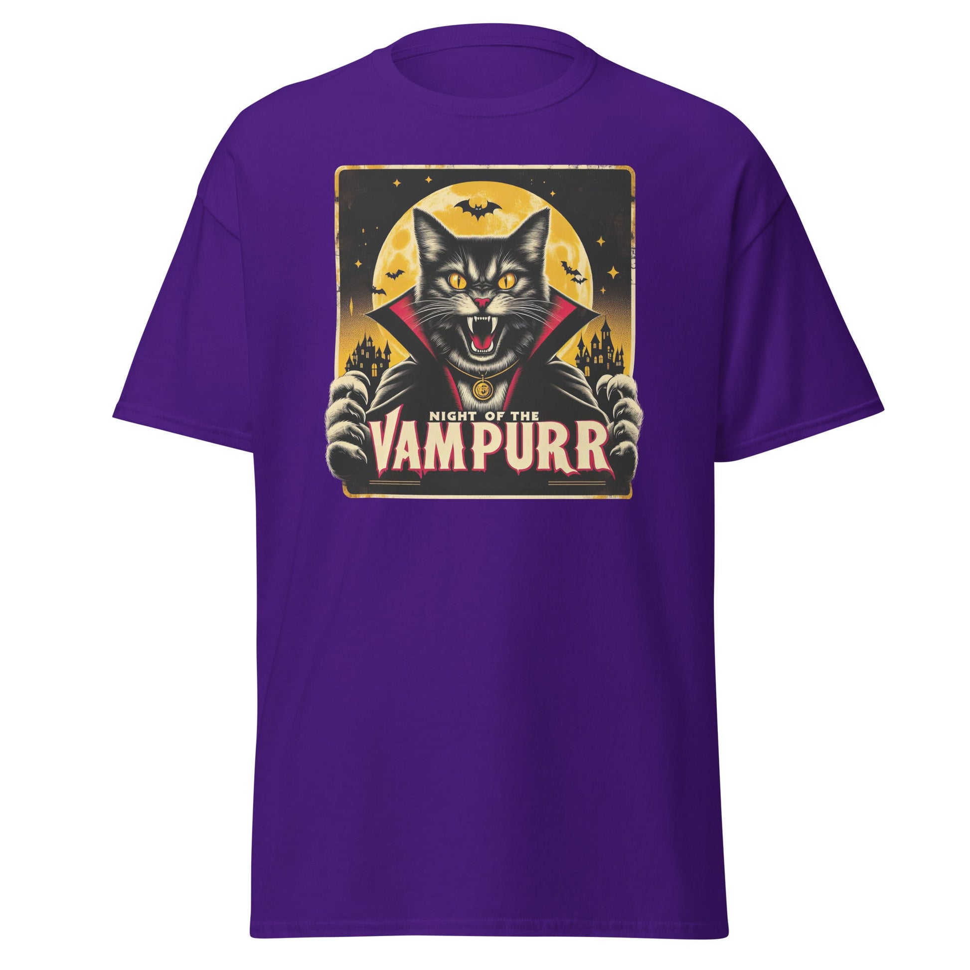 Night of the Vampurr | Cat T-Shirt - Purple - T-Shirts Online
