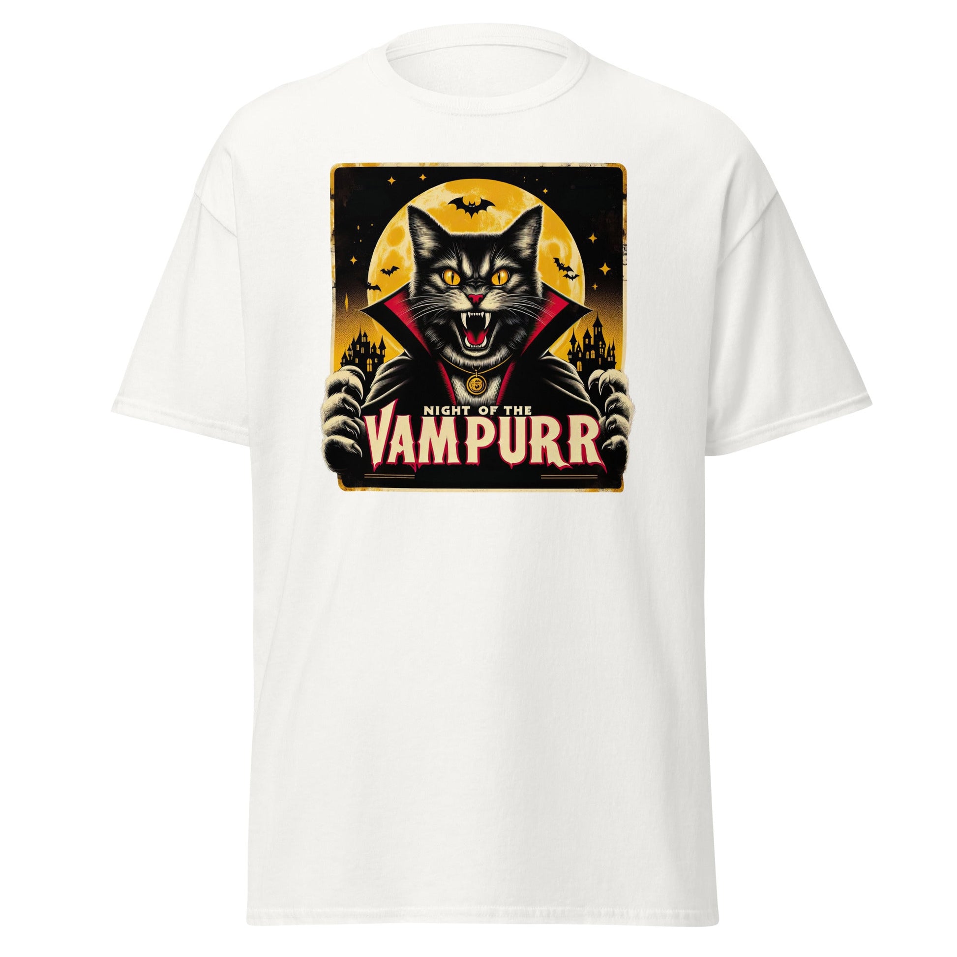 Night of the Vampurr | Cat T-Shirt - White - T-Shirts Online