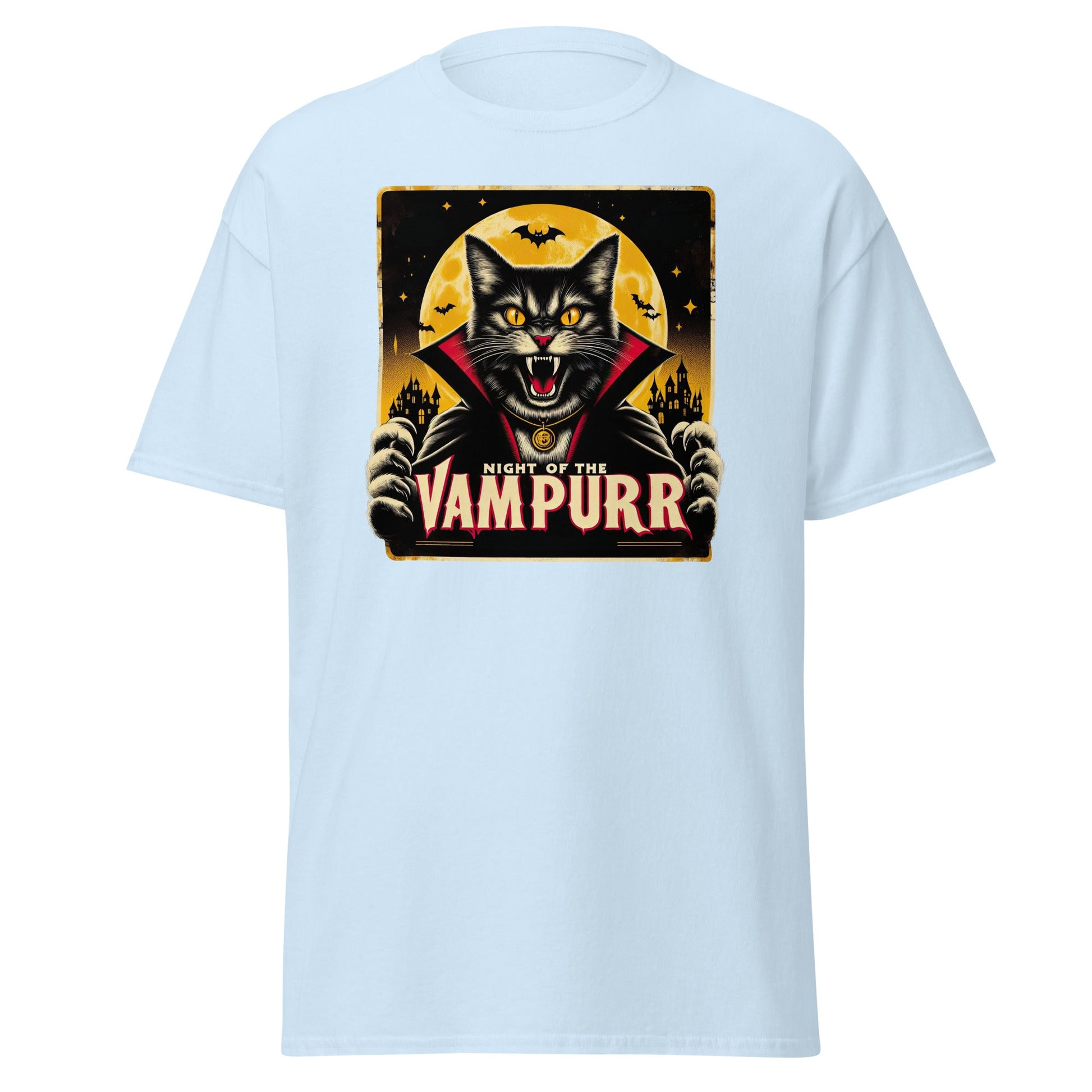Night of the Vampurr | Cat T-Shirt - Light Blue - T-Shirts Online