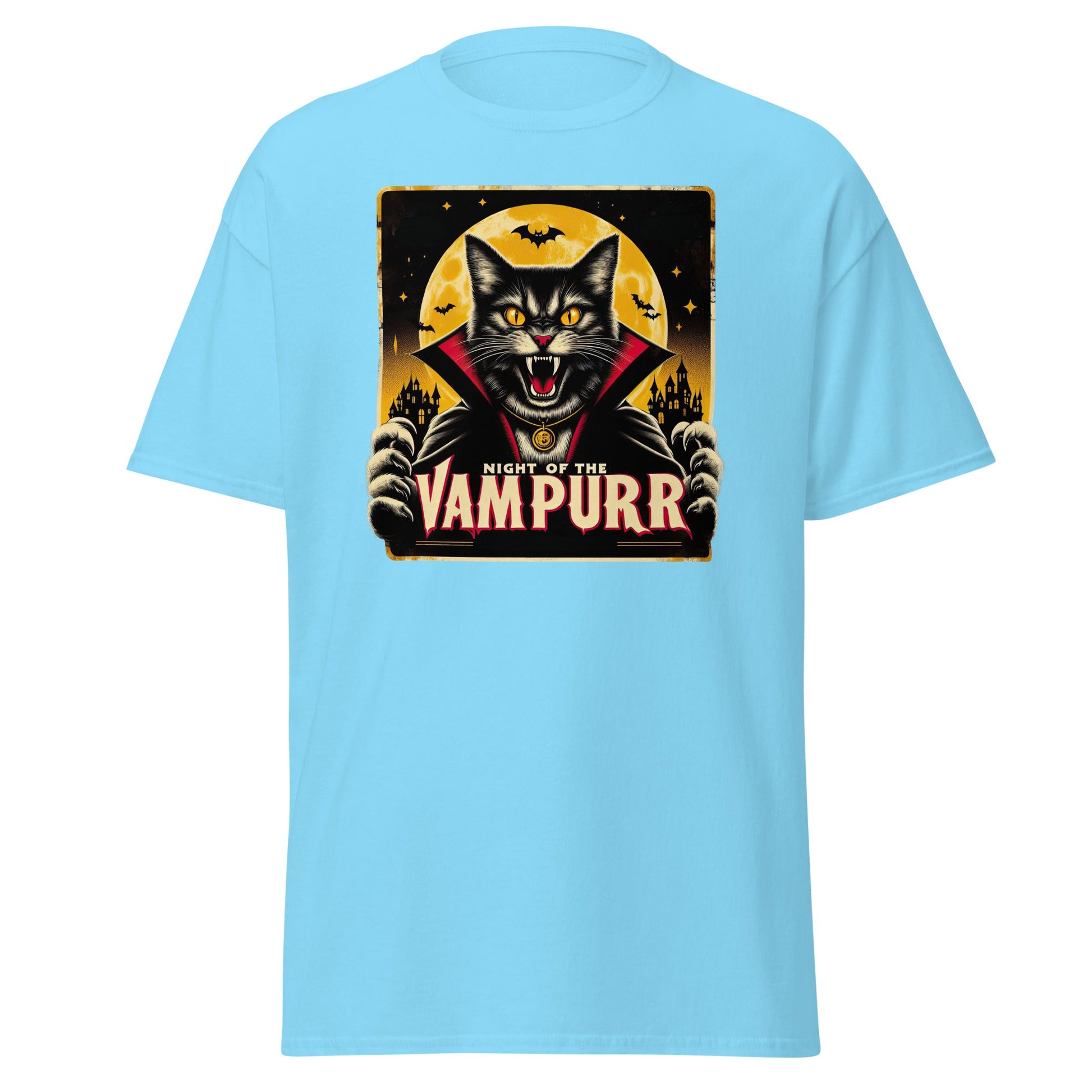 Night of the Vampurr | Cat T-Shirt - Sky - T-Shirts Online