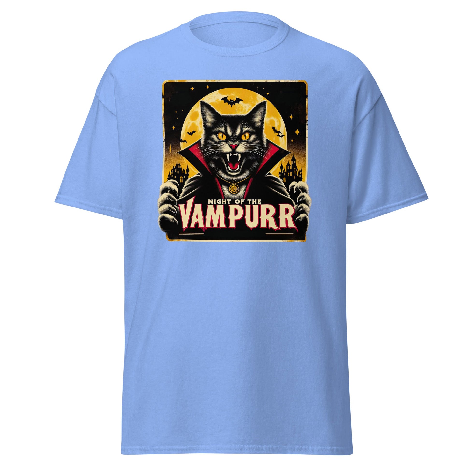 Night of the Vampurr | Cat T-Shirt - Carolina Blue - T-Shirts Online