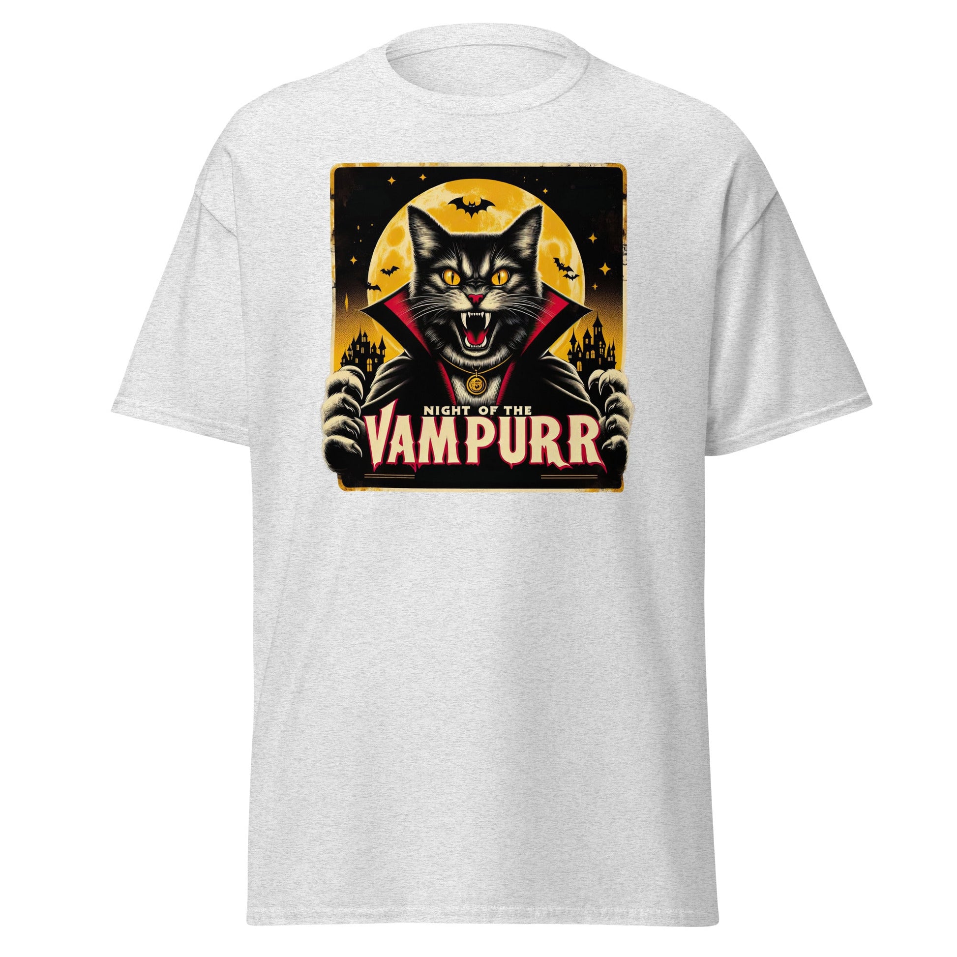 Night of the Vampurr | Cat T-Shirt - Ash - T-Shirts Online