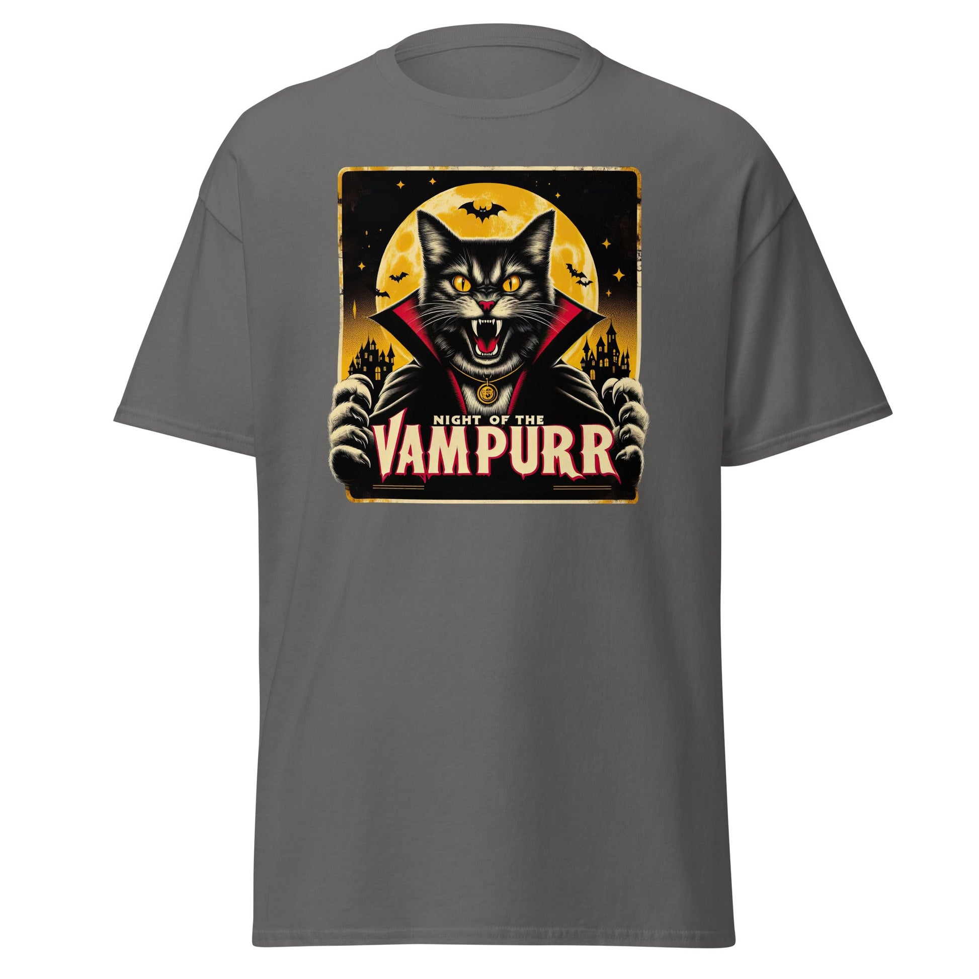 Night of the Vampurr | Cat T-Shirt - Charcoal - T-Shirts Online