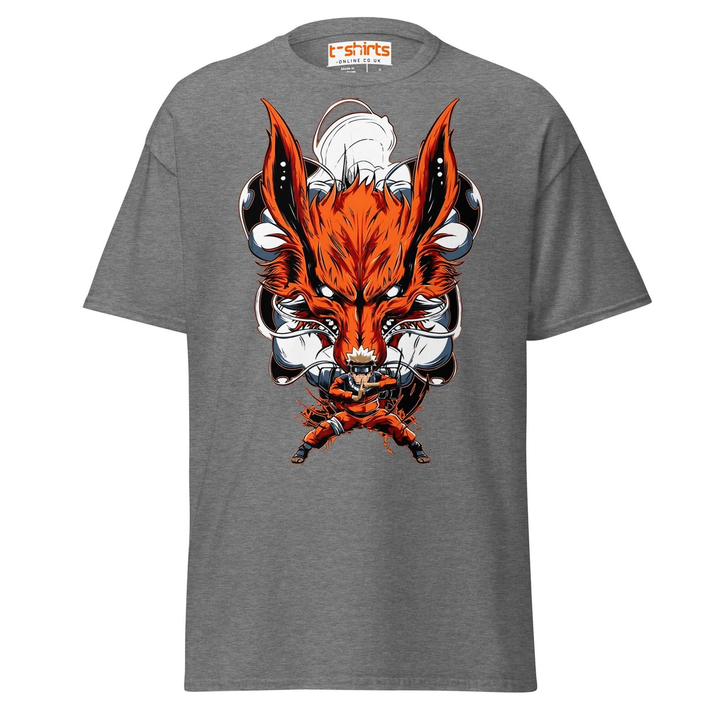 Nine Tails Power T-Shirt | Epic Anime Warrior Tee - Graphite Heather - T-Shirts Online