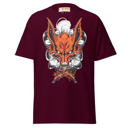 Nine Tails Power T-Shirt | Epic Anime Warrior Tee - Maroon - T-Shirts Online