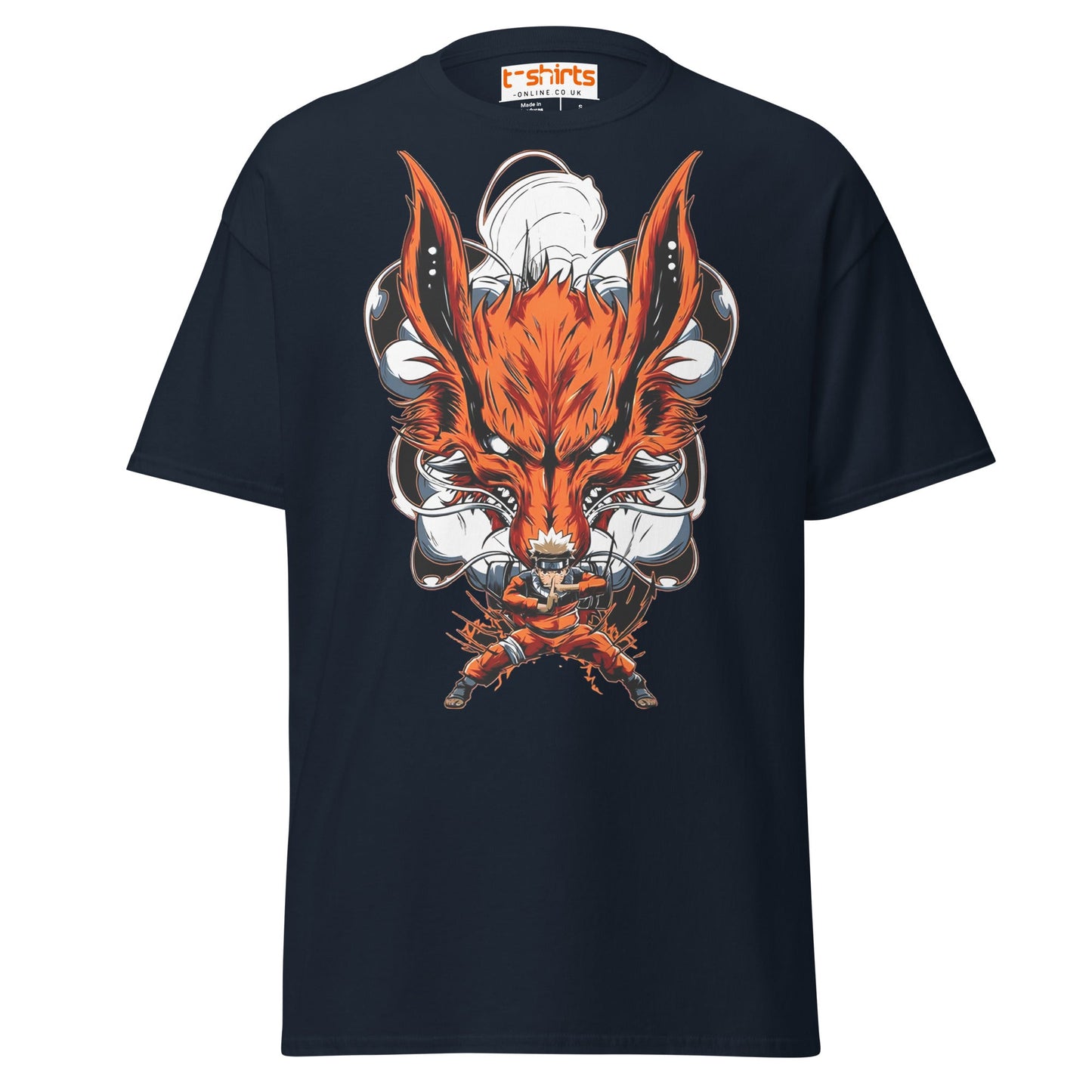 Nine Tails Power T-Shirt | Epic Anime Warrior Tee - Navy - T-Shirts Online