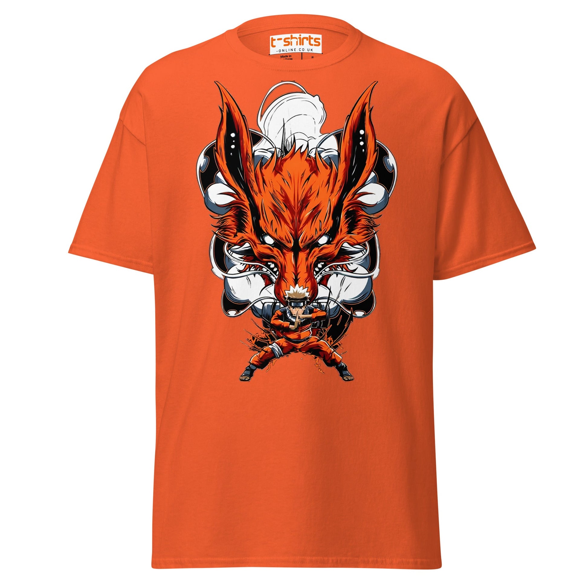 Nine Tails Power T-Shirt | Epic Anime Warrior Tee - Orange - T-Shirts Online
