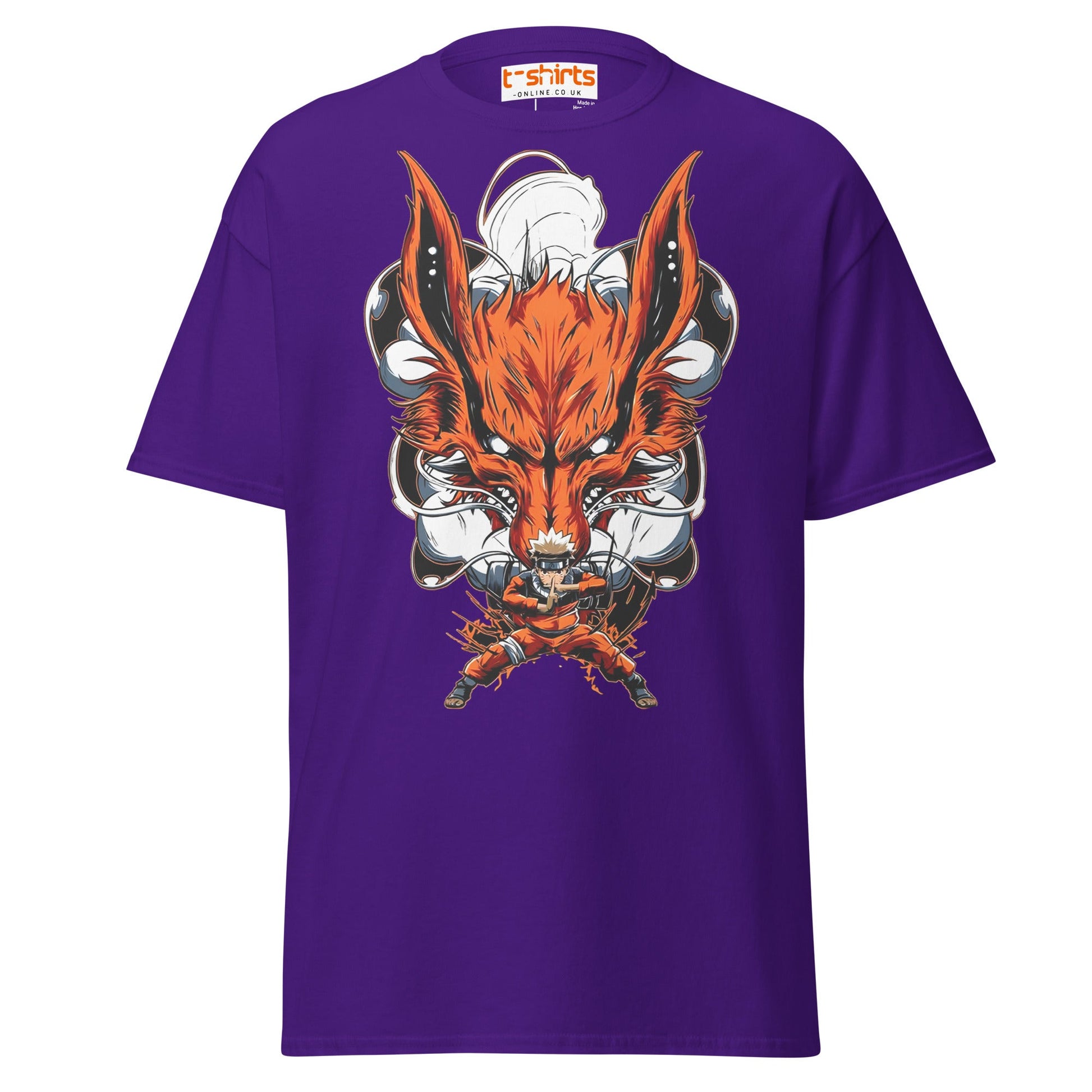 Nine Tails Power T-Shirt | Epic Anime Warrior Tee - Purple - T-Shirts Online