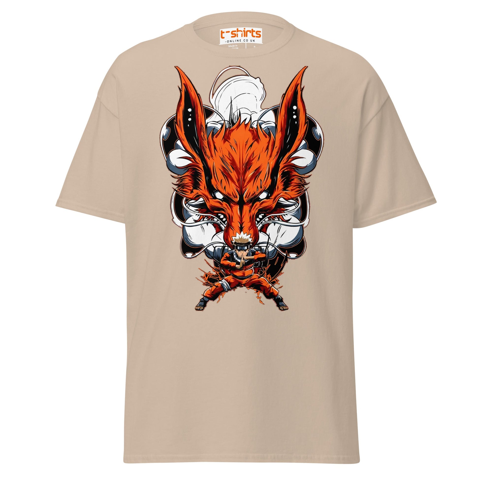 Nine Tails Power T-Shirt | Epic Anime Warrior Tee - Sand - T-Shirts Online