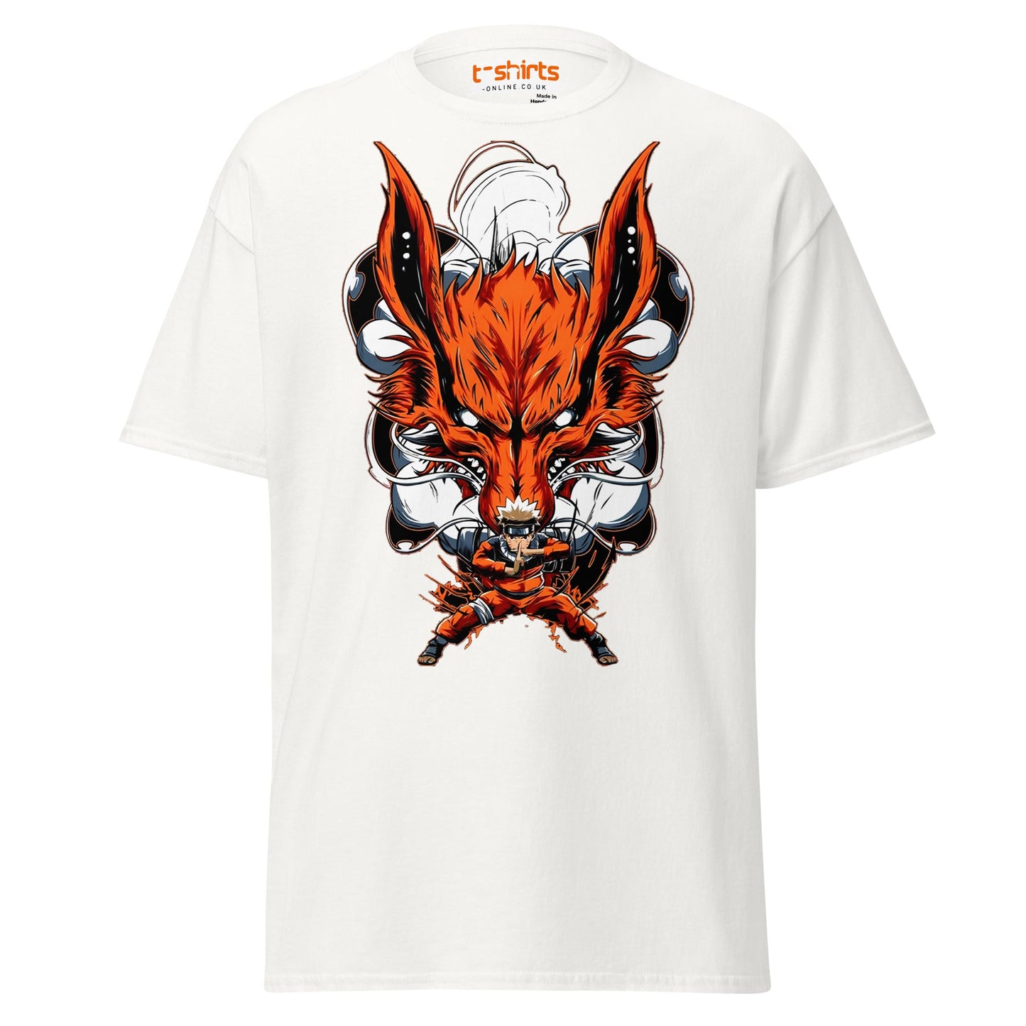 Nine Tails Power T-Shirt | Epic Anime Warrior Tee - White - T-Shirts Online