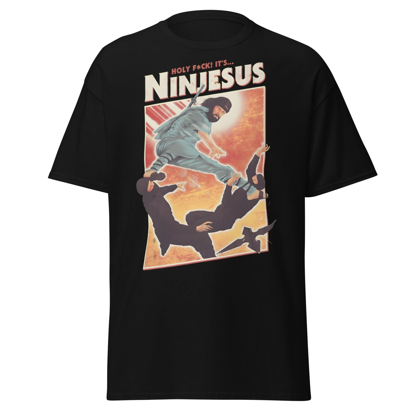 Ninjesus Holy F*ck Parody Funny Adult T-Shirt - Black - T-Shirts Online