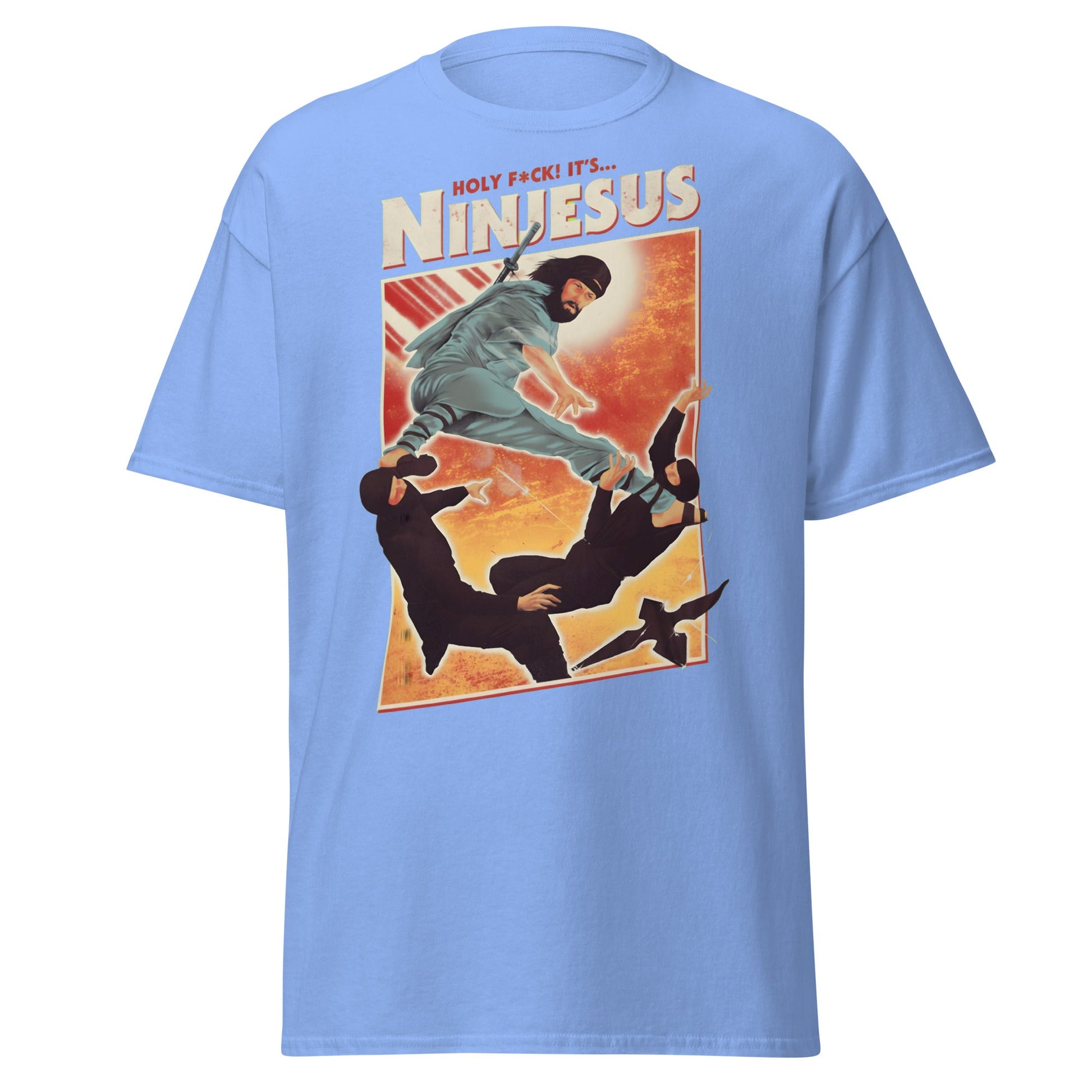 Ninjesus Holy F*ck Parody Funny Adult T-Shirt - Carolina Blue - T-Shirts Online