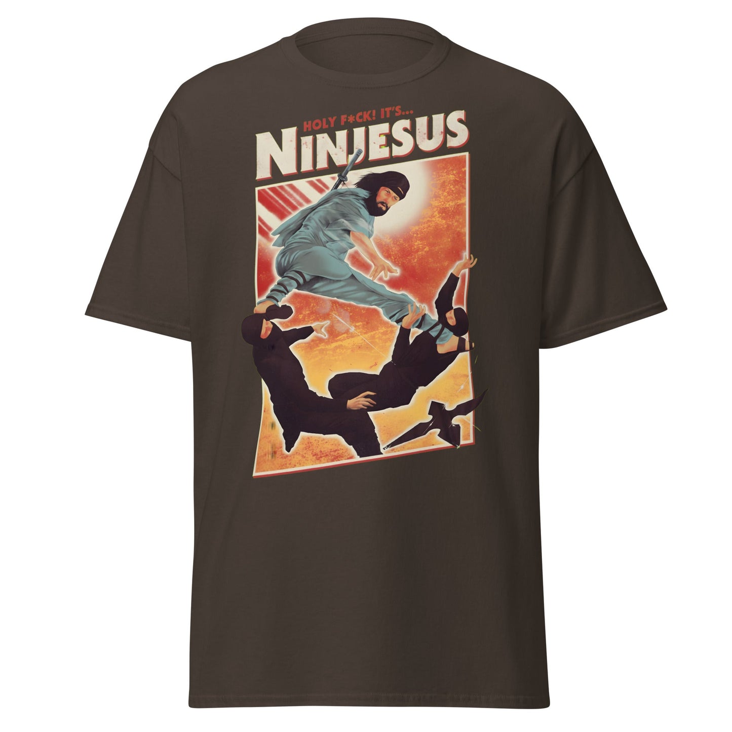 Ninjesus Holy F*ck Parody Funny Adult T-Shirt - Dark Chocolate - T-Shirts Online