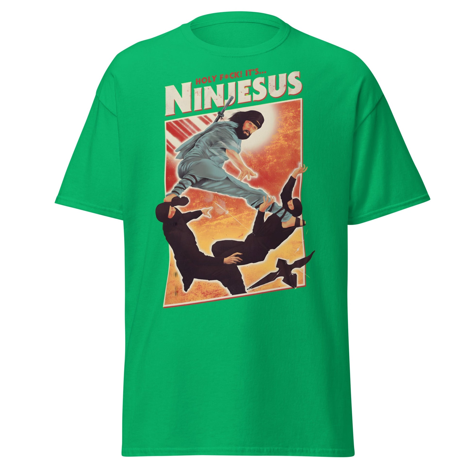 Ninjesus Holy F*ck Parody Funny Adult T-Shirt - Irish Green - T-Shirts Online