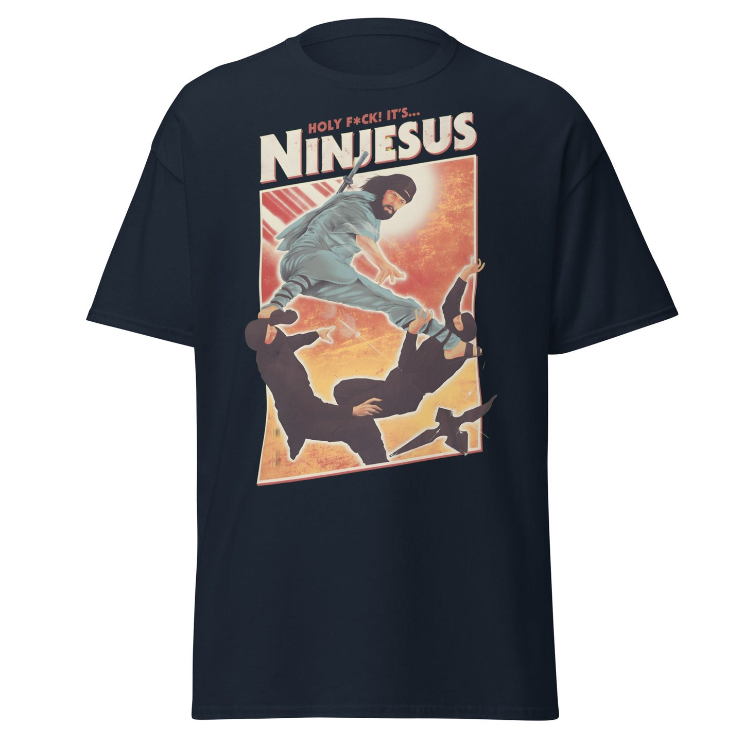 Ninjesus Holy F*ck Parody Funny Adult T-Shirt - Navy - T-Shirts Online