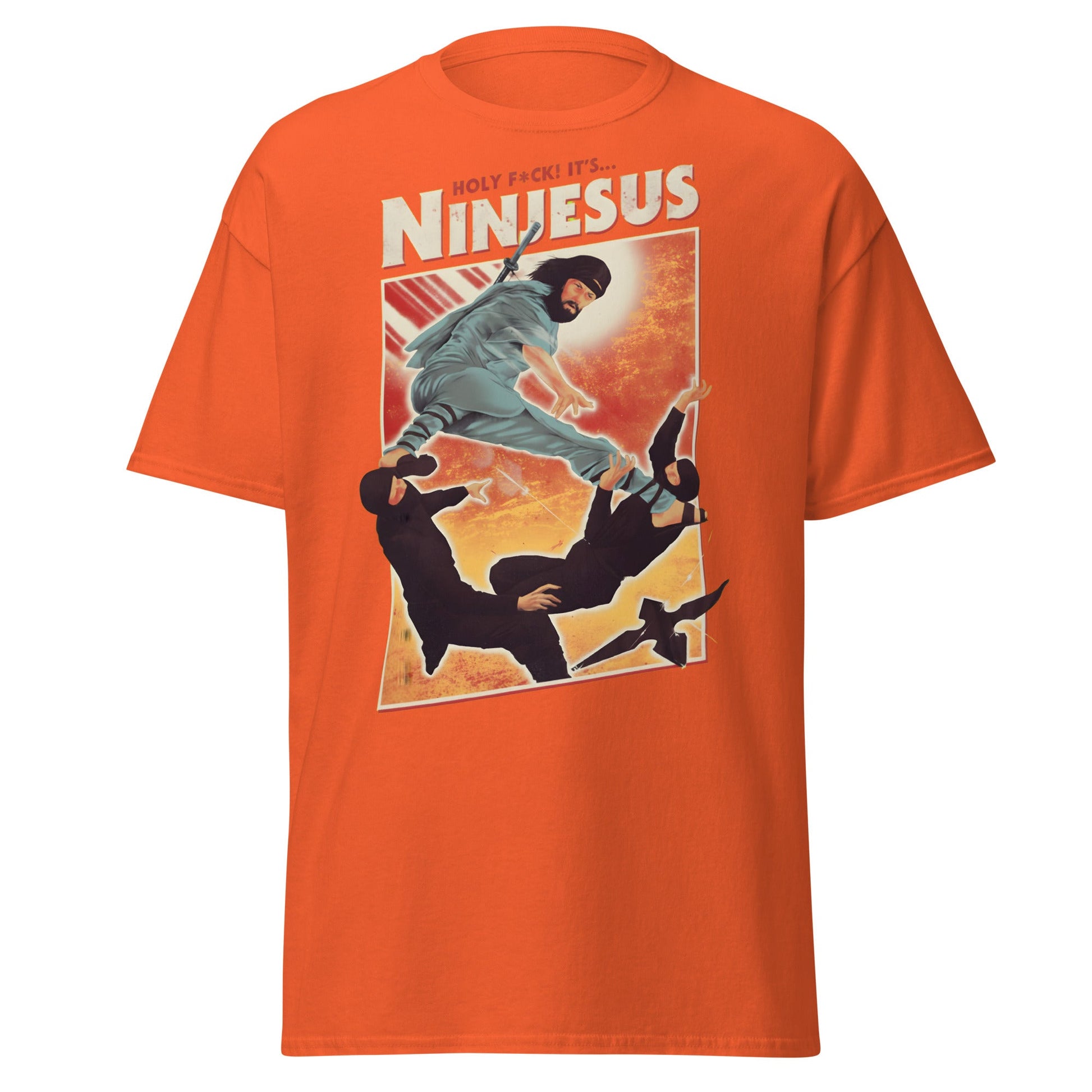 Ninjesus Holy F*ck Parody Funny Adult T-Shirt - Orange - T-Shirts Online