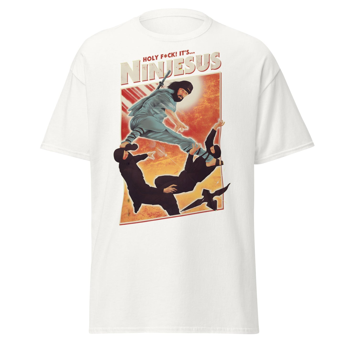 Ninjesus Holy F*ck Parody Funny Adult T-Shirt - White - T-Shirts Online