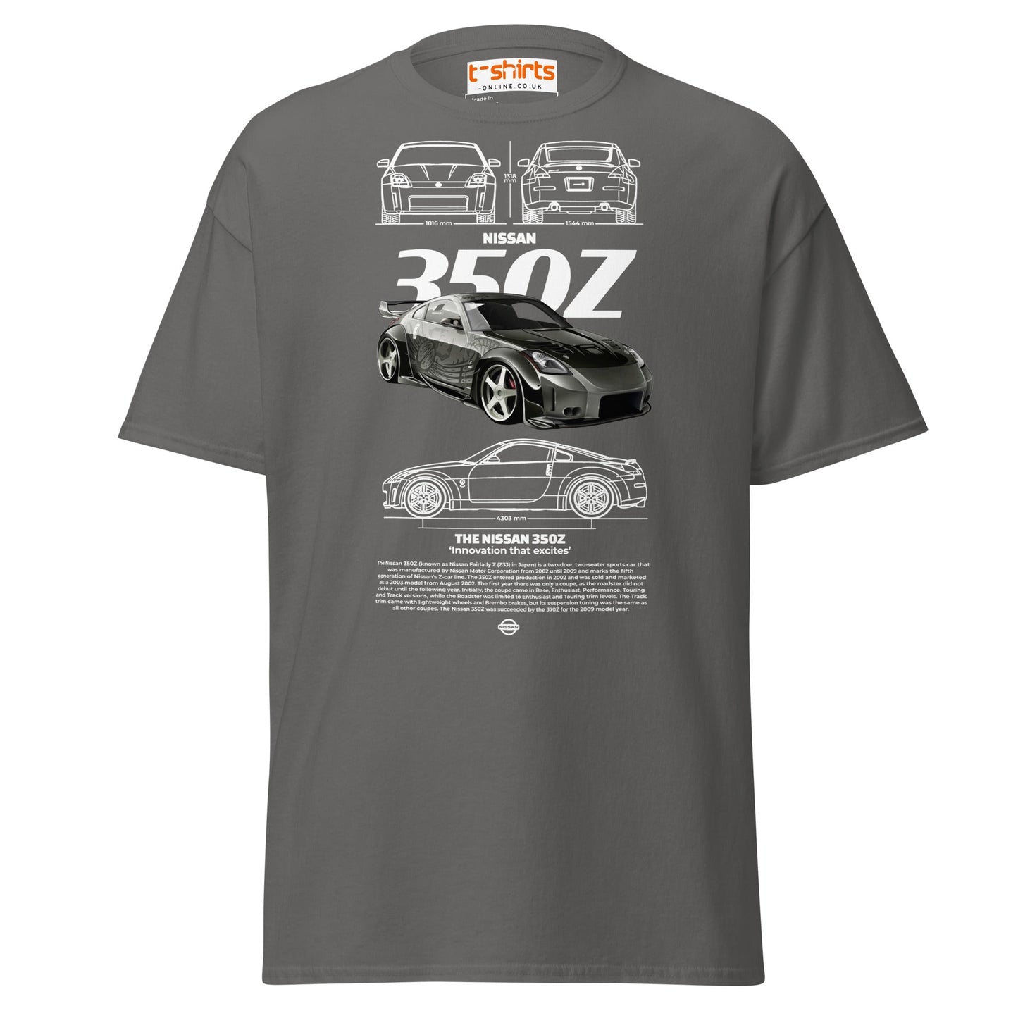 Nissan 350Z T-Shirt | JDM Legend Sports Car Tee - Charcoal - T-Shirts Online
