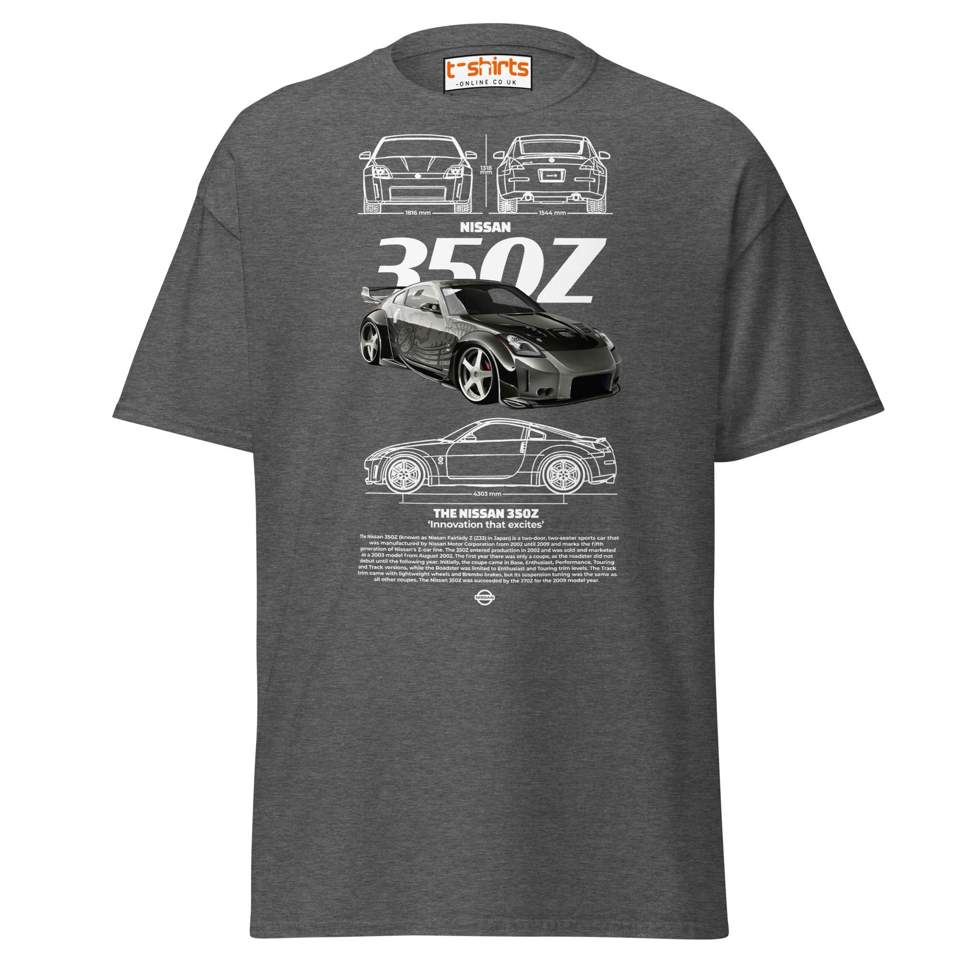 Nissan 350Z T-Shirt | JDM Legend Sports Car Tee - Dark Heather - T-Shirts Online