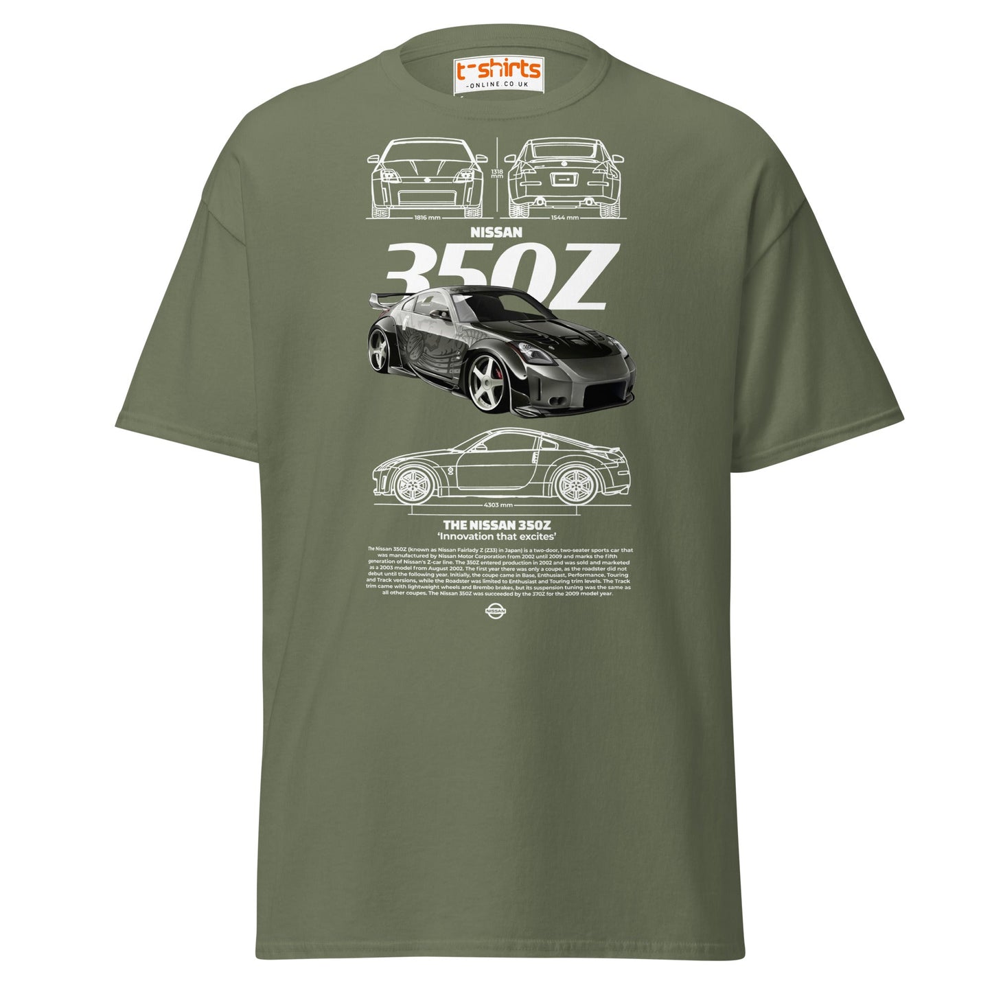 Nissan 350Z T-Shirt | JDM Legend Sports Car Tee - Military Green - T-Shirts Online