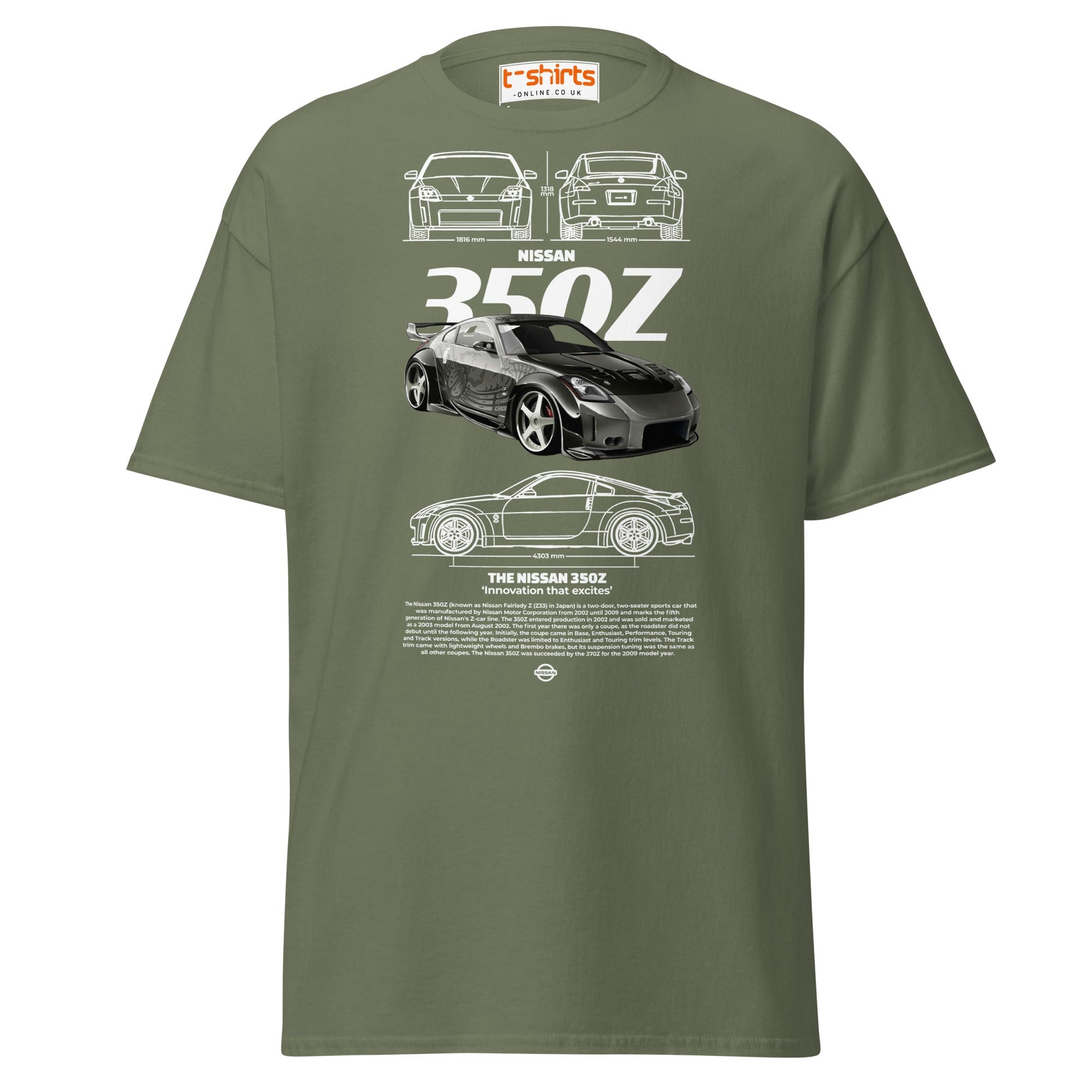 Nissan 350Z T-Shirt | JDM Legend Sports Car Tee - Military Green - T-Shirts Online