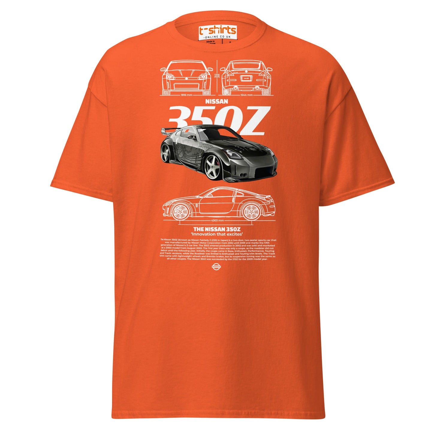 Nissan 350Z T-Shirt | JDM Legend Sports Car Tee - Orange - T-Shirts Online
