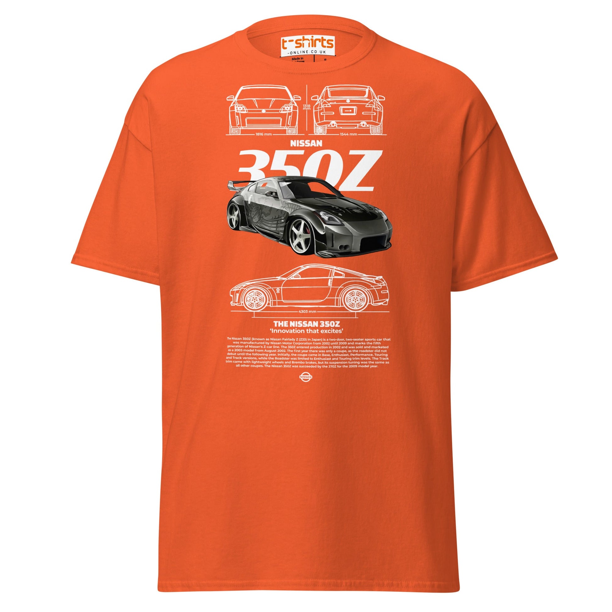 Nissan 350Z T-Shirt | JDM Legend Sports Car Tee - Orange - T-Shirts Online