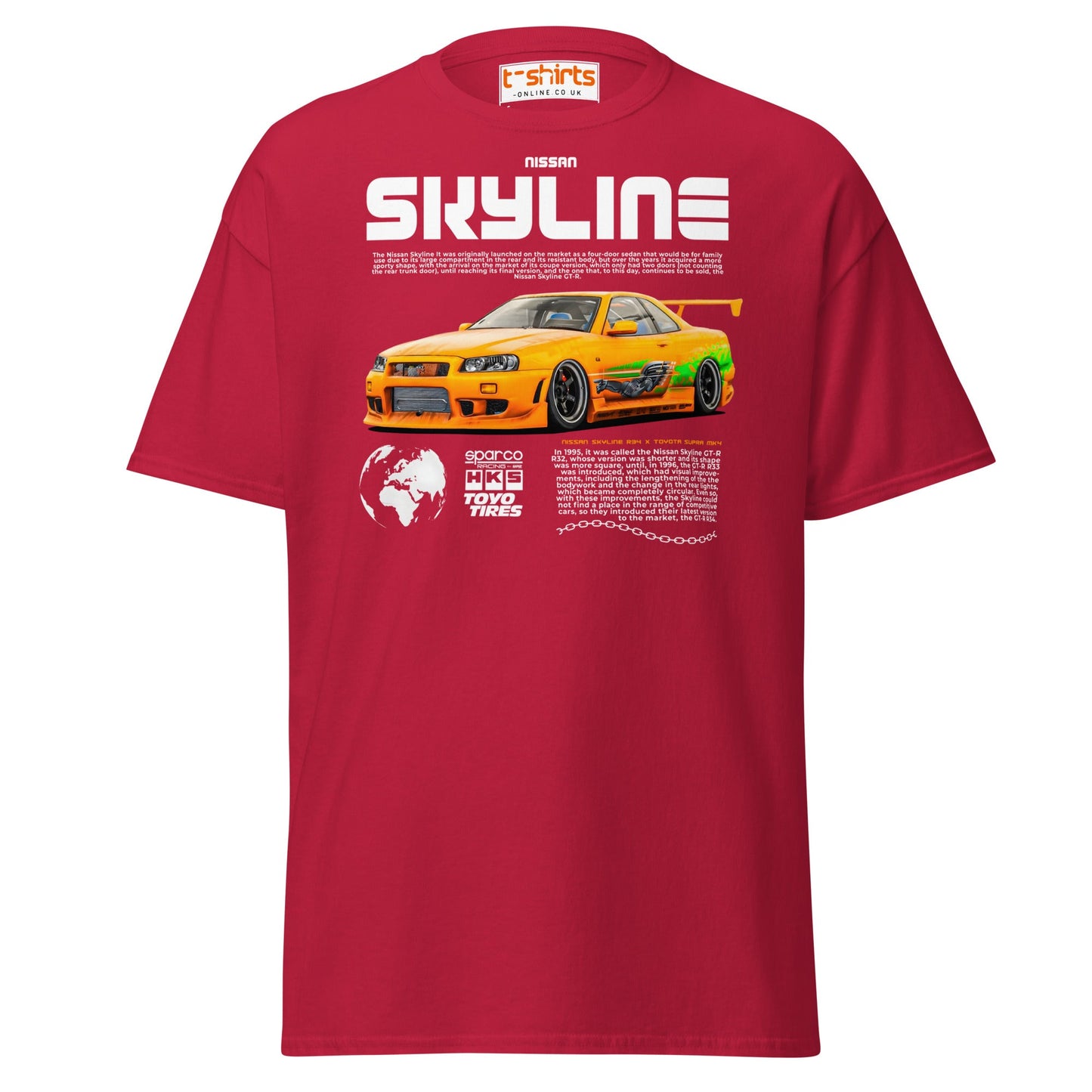 Nissan Skyline GT - R R34 T-Shirt – JDM Car Lovers Tee - Cardinal - T-Shirts Online