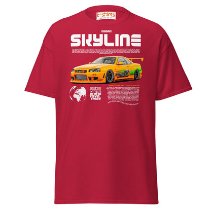 Nissan Skyline GT - R R34 T-Shirt – JDM Car Lovers Tee - Cardinal - T-Shirts Online
