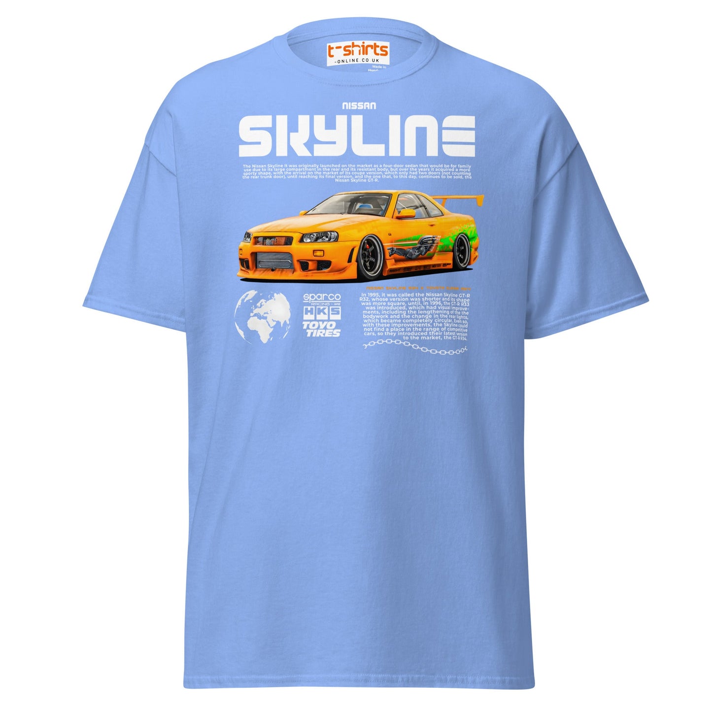 Nissan Skyline GT - R R34 T-Shirt – JDM Car Lovers Tee - Carolina Blue - T-Shirts Online