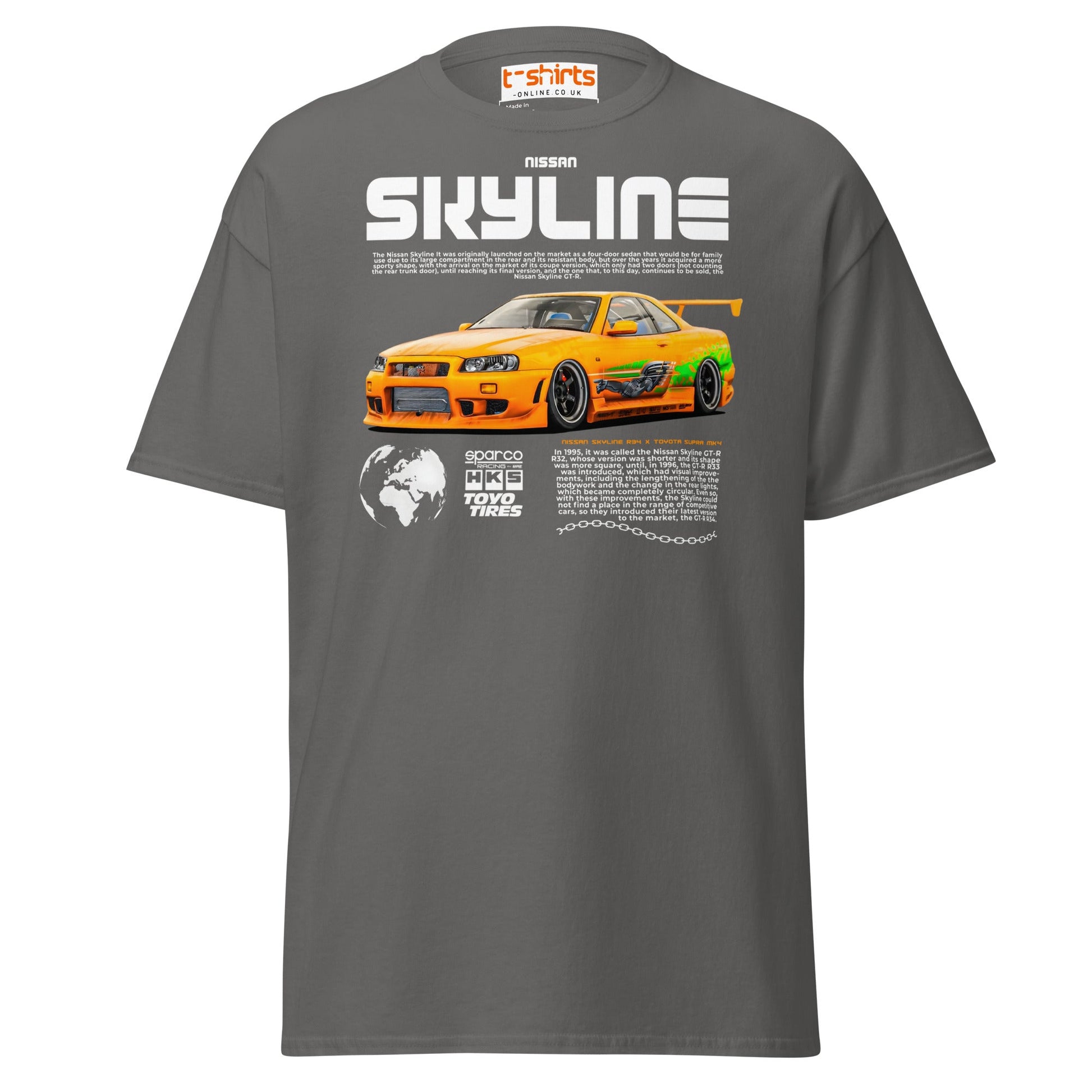 Nissan Skyline GT - R R34 T-Shirt – JDM Car Lovers Tee - Charcoal - T-Shirts Online