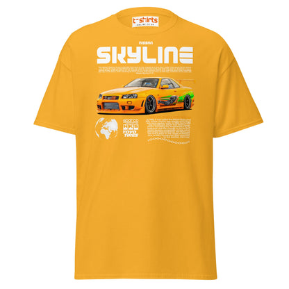Nissan Skyline GT - R R34 T-Shirt – JDM Car Lovers Tee - Gold - T-Shirts Online