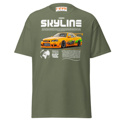 Nissan Skyline GT - R R34 T-Shirt – JDM Car Lovers Tee - Military Green - T-Shirts Online