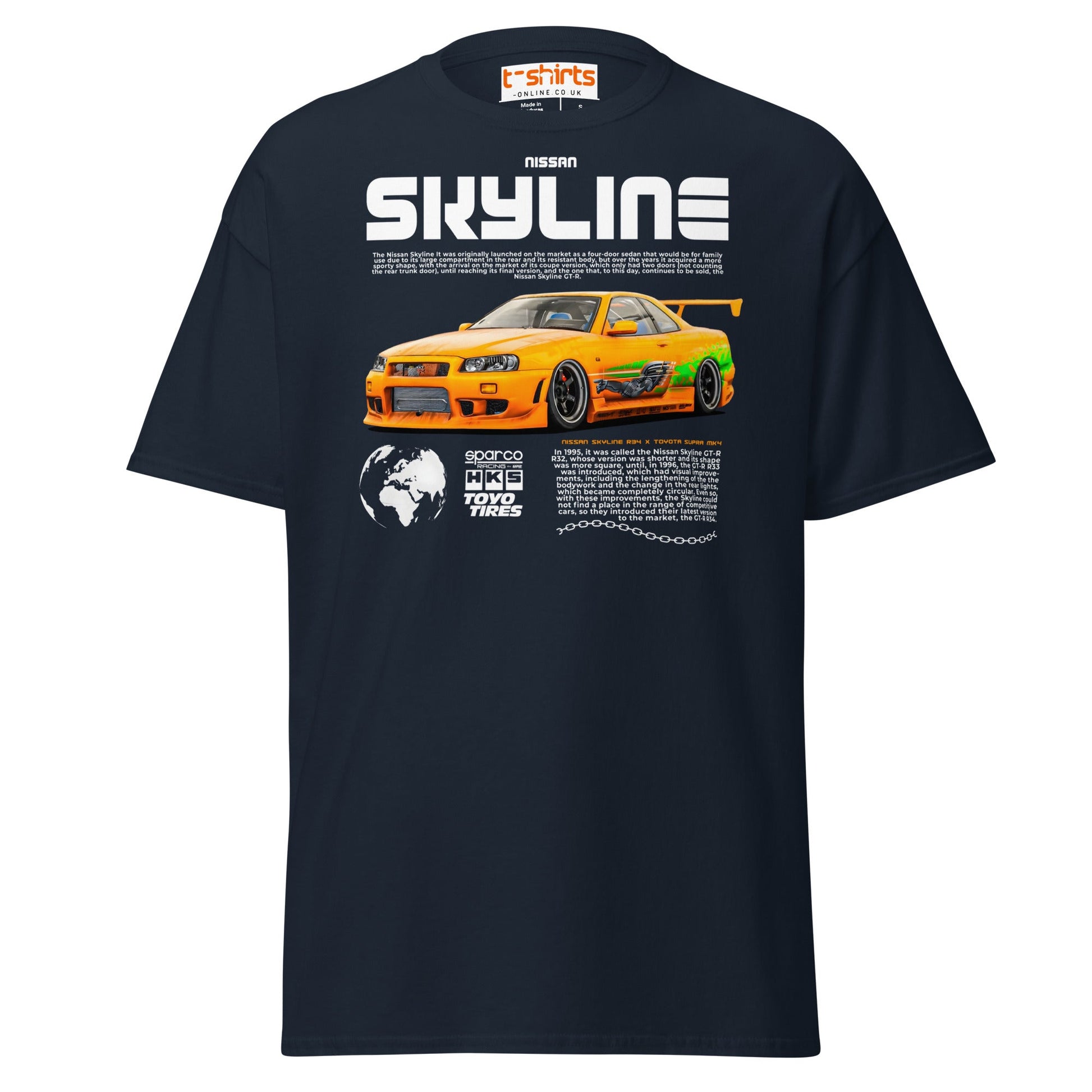 Nissan Skyline GT - R R34 T-Shirt – JDM Car Lovers Tee - Navy - T-Shirts Online