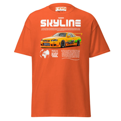 Nissan Skyline GT - R R34 T-Shirt – JDM Car Lovers Tee - Orange - T-Shirts Online