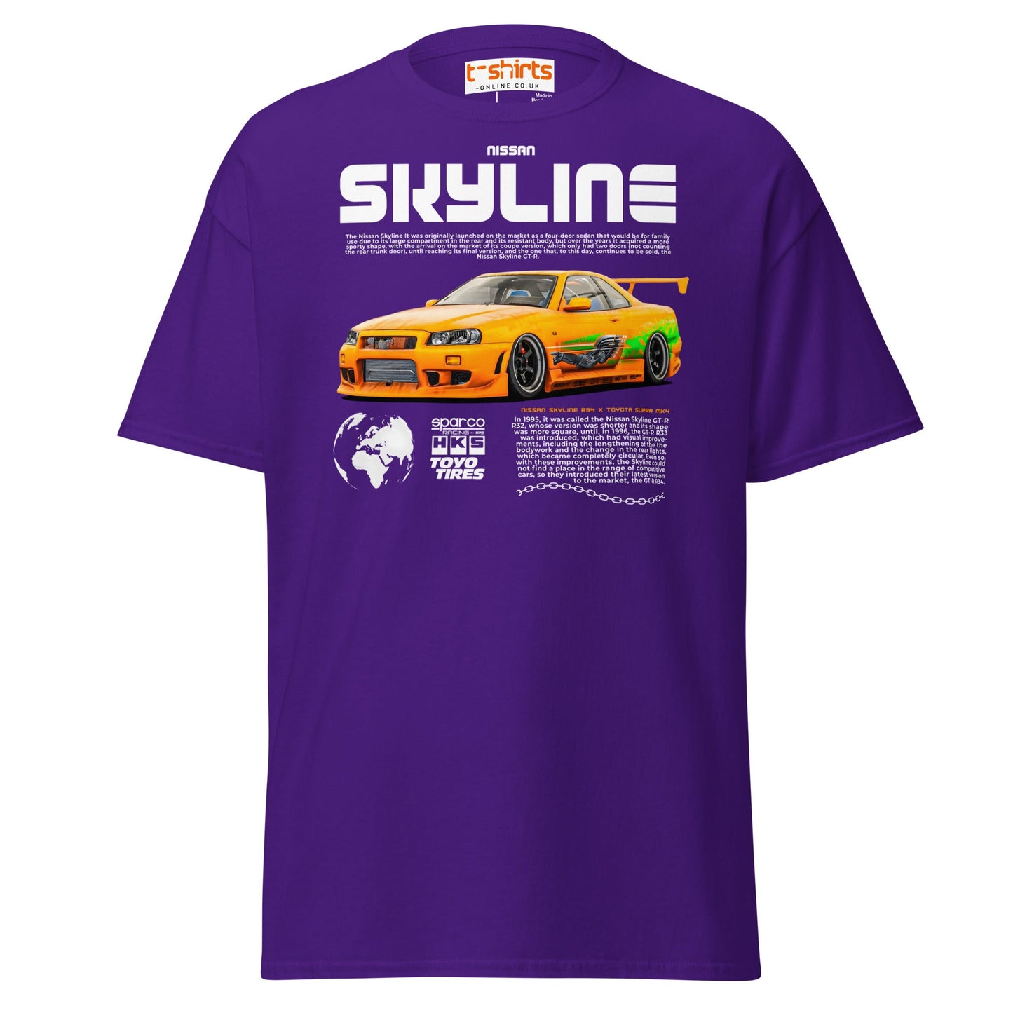 Nissan Skyline GT - R R34 T-Shirt – JDM Car Lovers Tee - Purple - T-Shirts Online