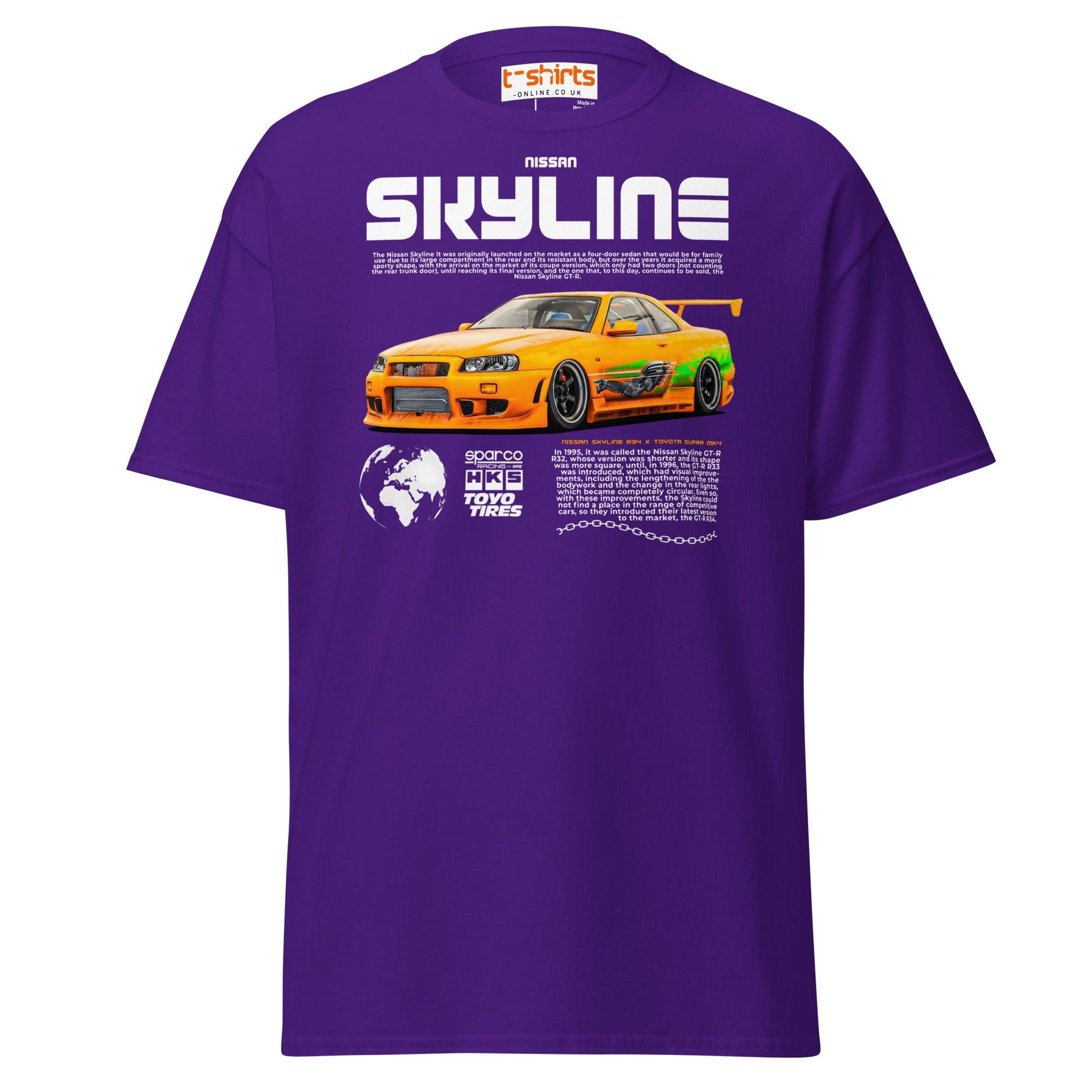 Nissan Skyline GT - R R34 T-Shirt – JDM Car Lovers Tee - Purple - T-Shirts Online