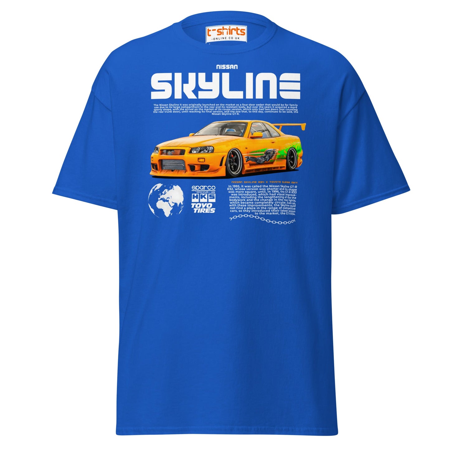 Nissan Skyline GT - R R34 T-Shirt – JDM Car Lovers Tee - Royal - T-Shirts Online