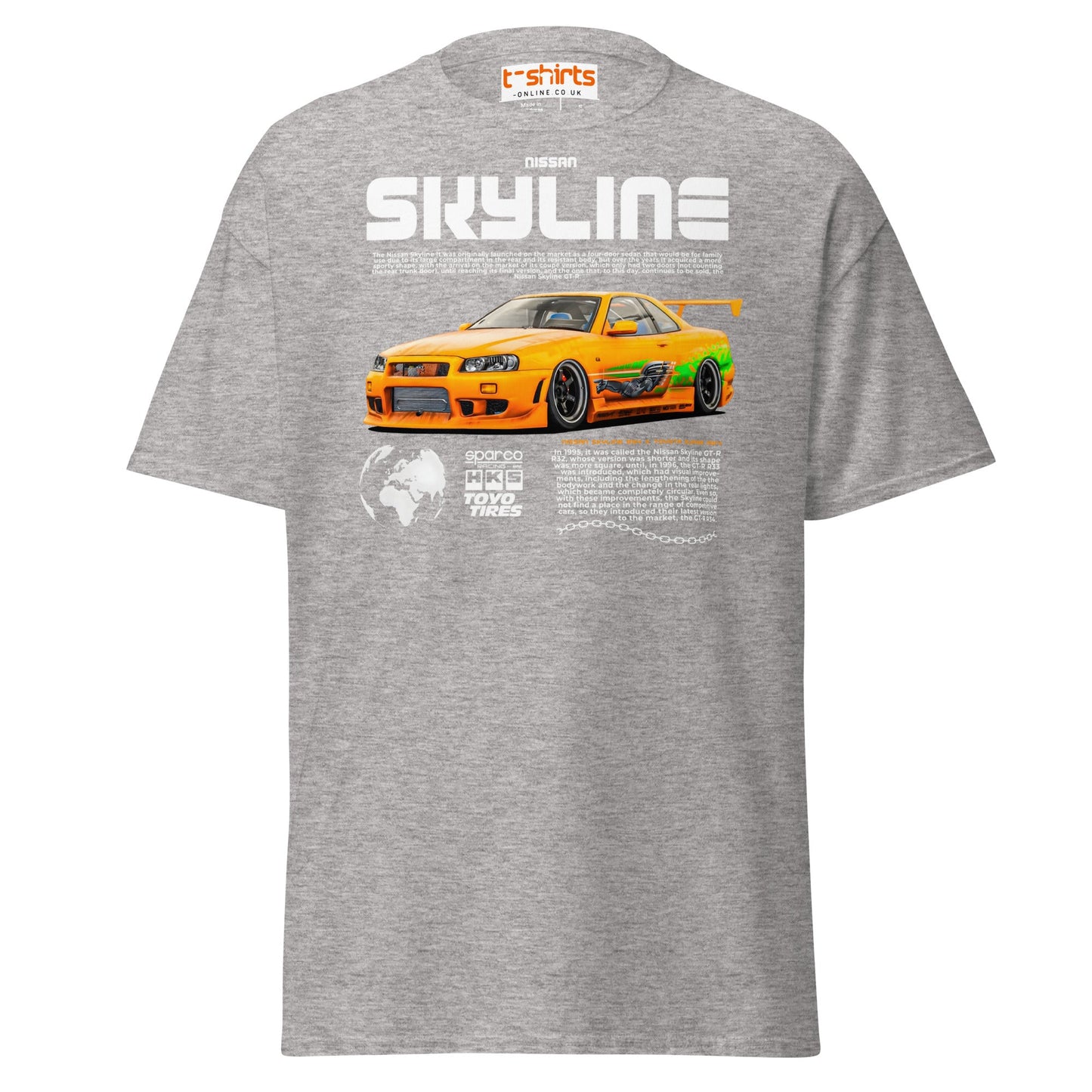 Nissan Skyline GT - R R34 T-Shirt – JDM Car Lovers Tee - Sport Grey - T-Shirts Online