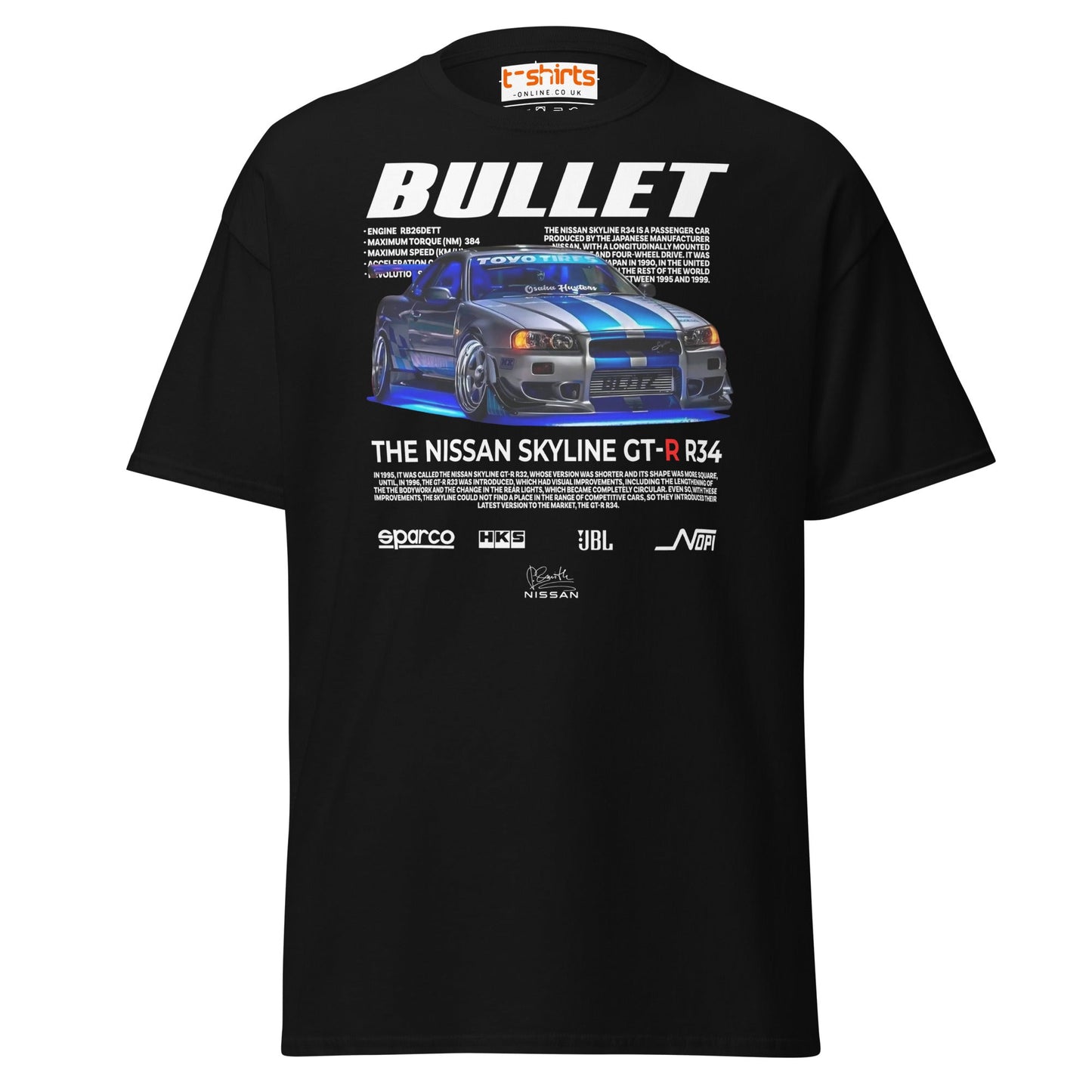 Nissan Skyline GT - R R34 T-Shirt | JDM Car Tee - Black - T-Shirts Online